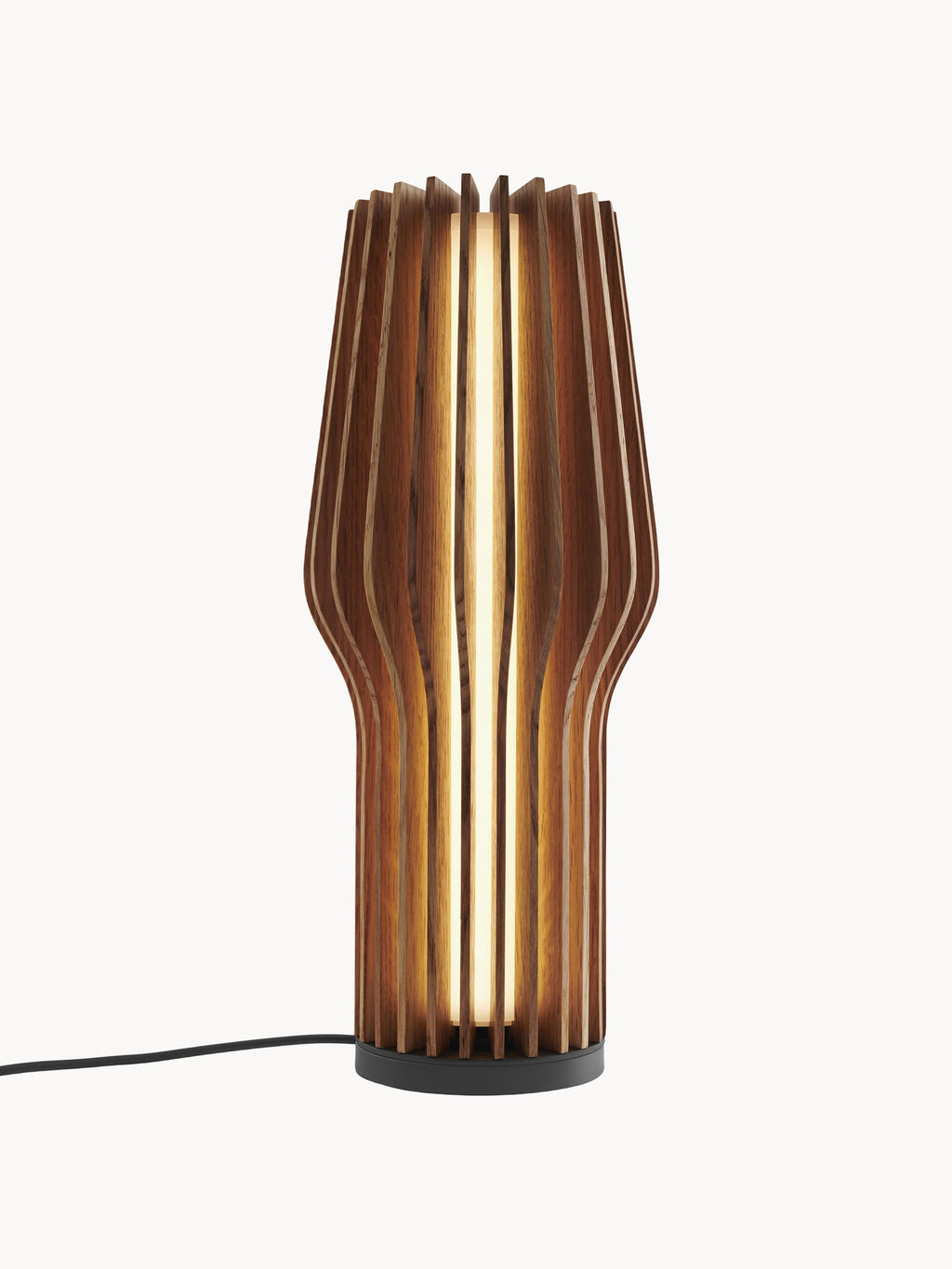 Petite lampe à poser LED mobile Keith, intensité ajustable - Bois de chêne