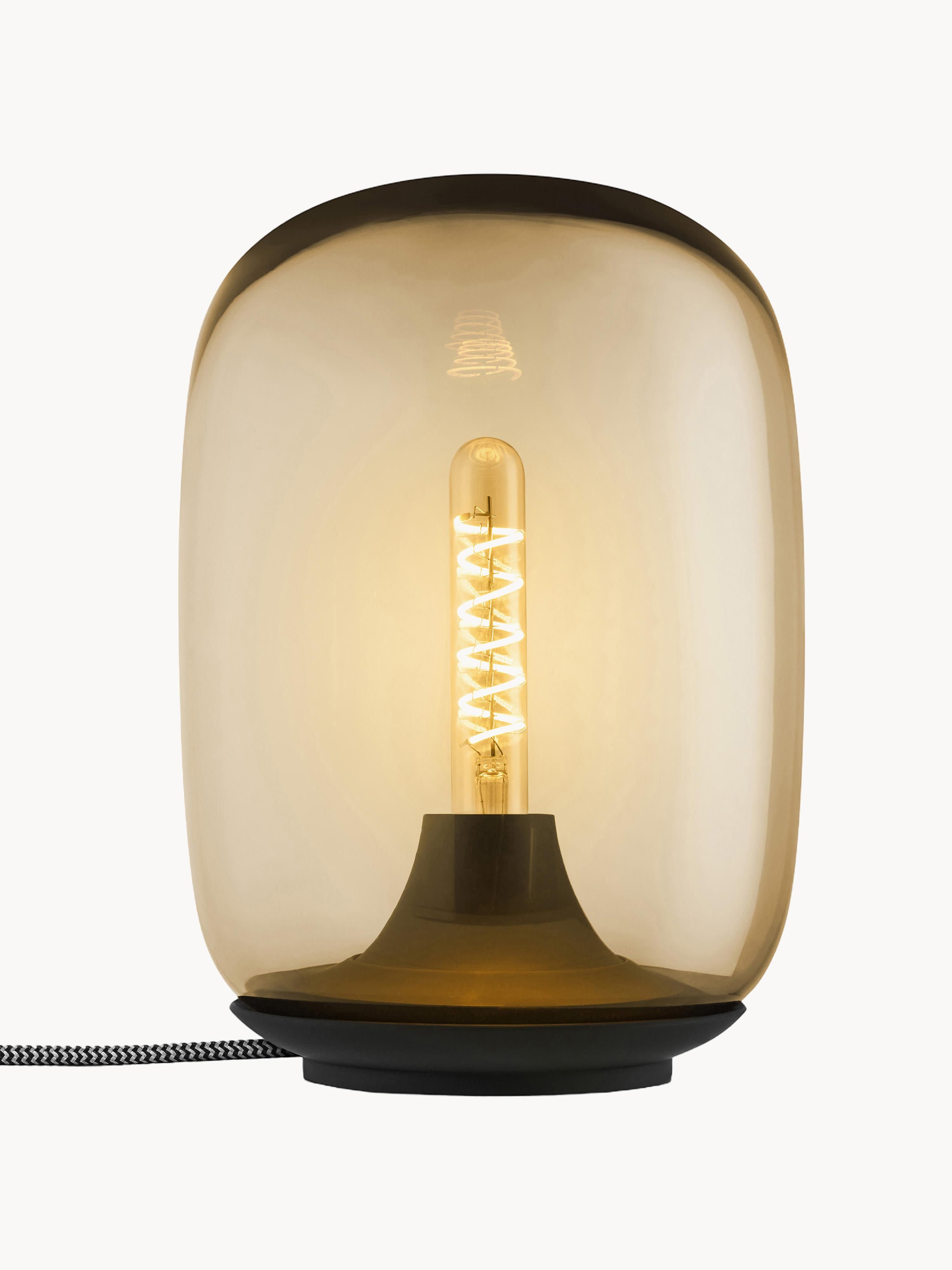 Lampe à poser LED soufflée bouche Mox, intensité ajustable - Brun clair transparent, noir