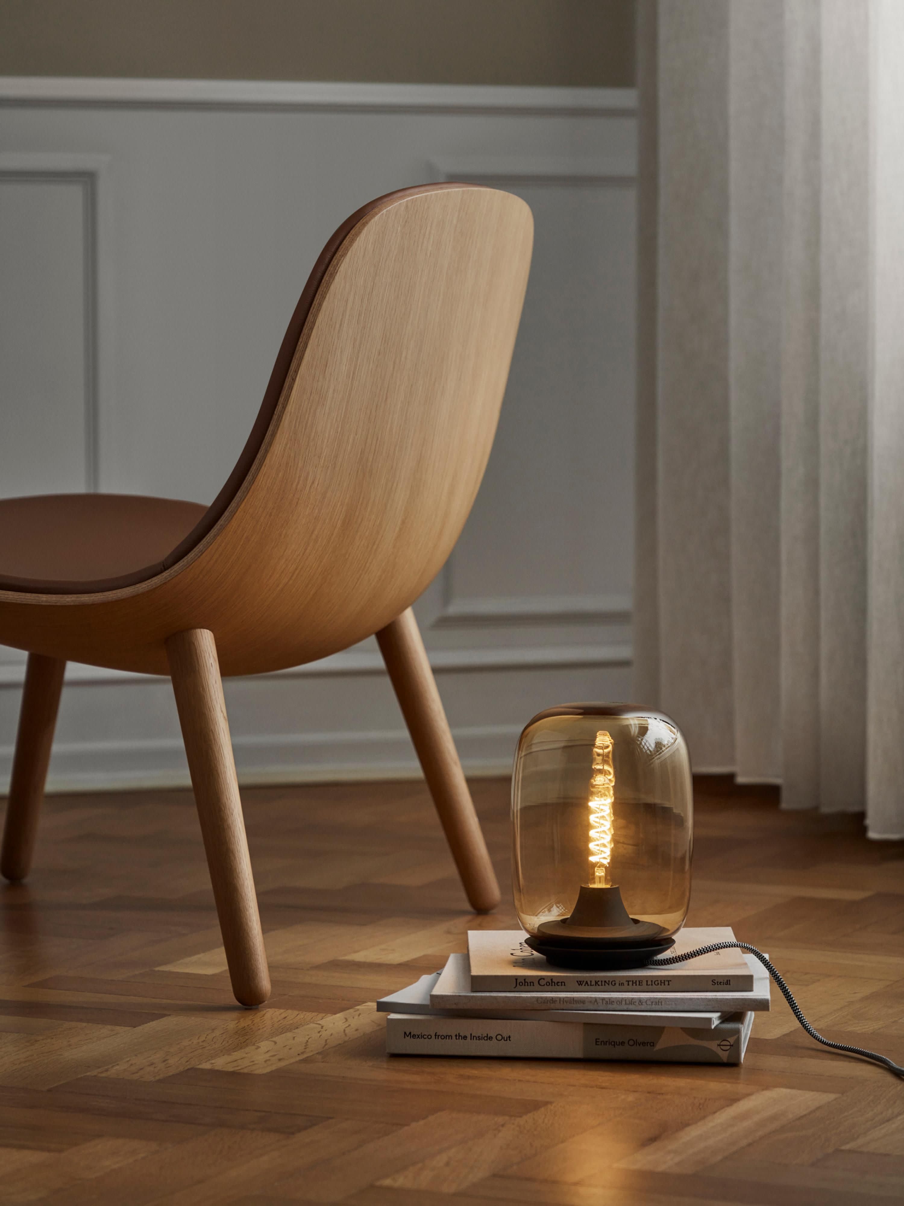 Lampe à poser LED soufflée bouche Mox, intensité ajustable - Brun clair transparent, noir