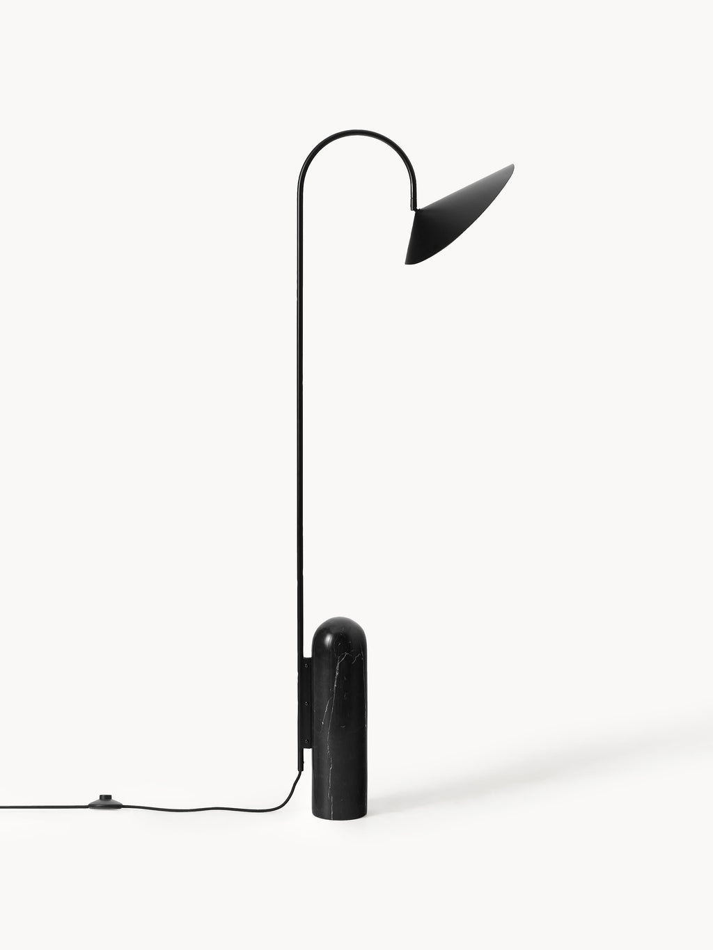 Lampadaire avec pied en marbre Ewan, orientable - Noir, marbré