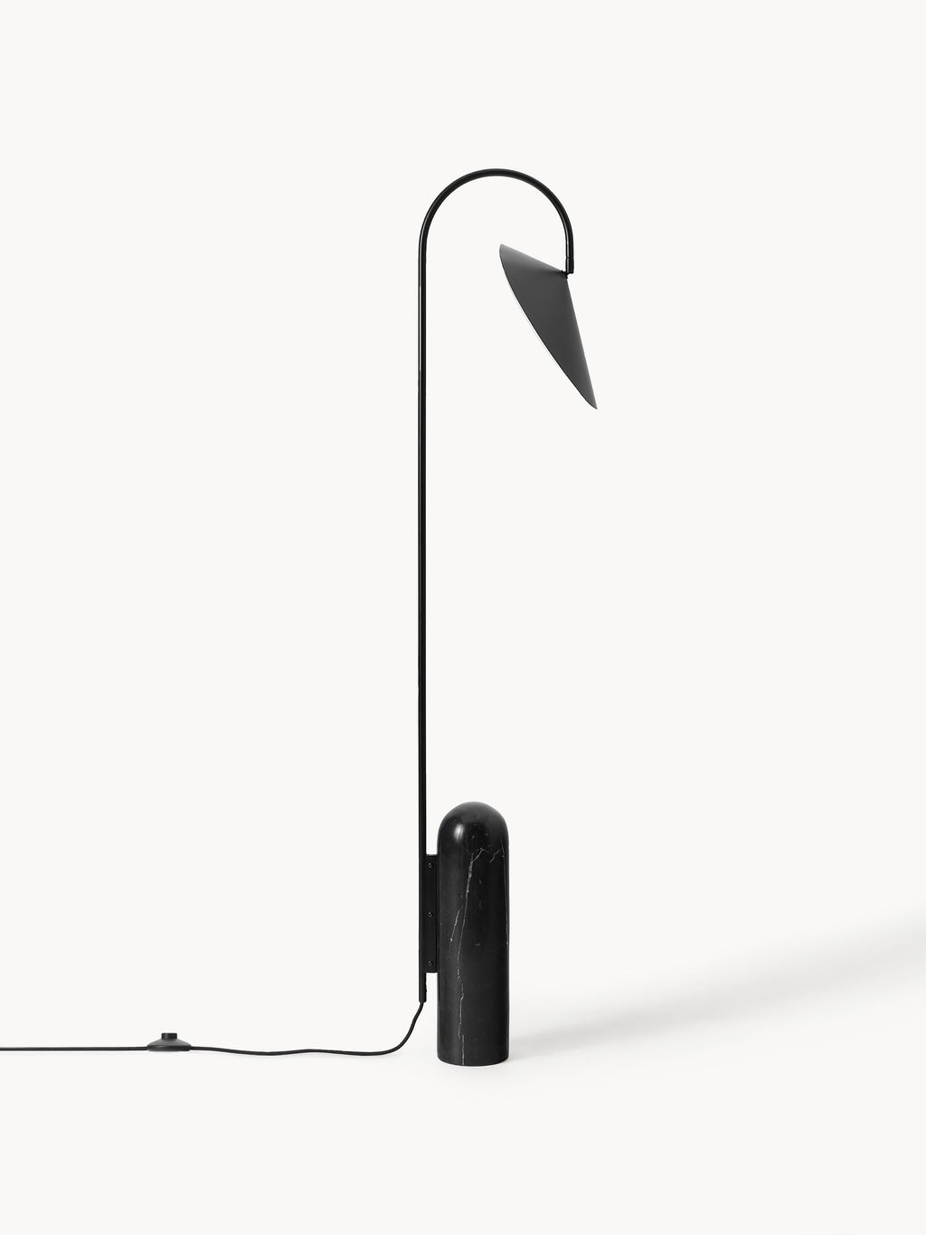 Lampadaire avec pied en marbre Ewan, orientable - Noir, marbré