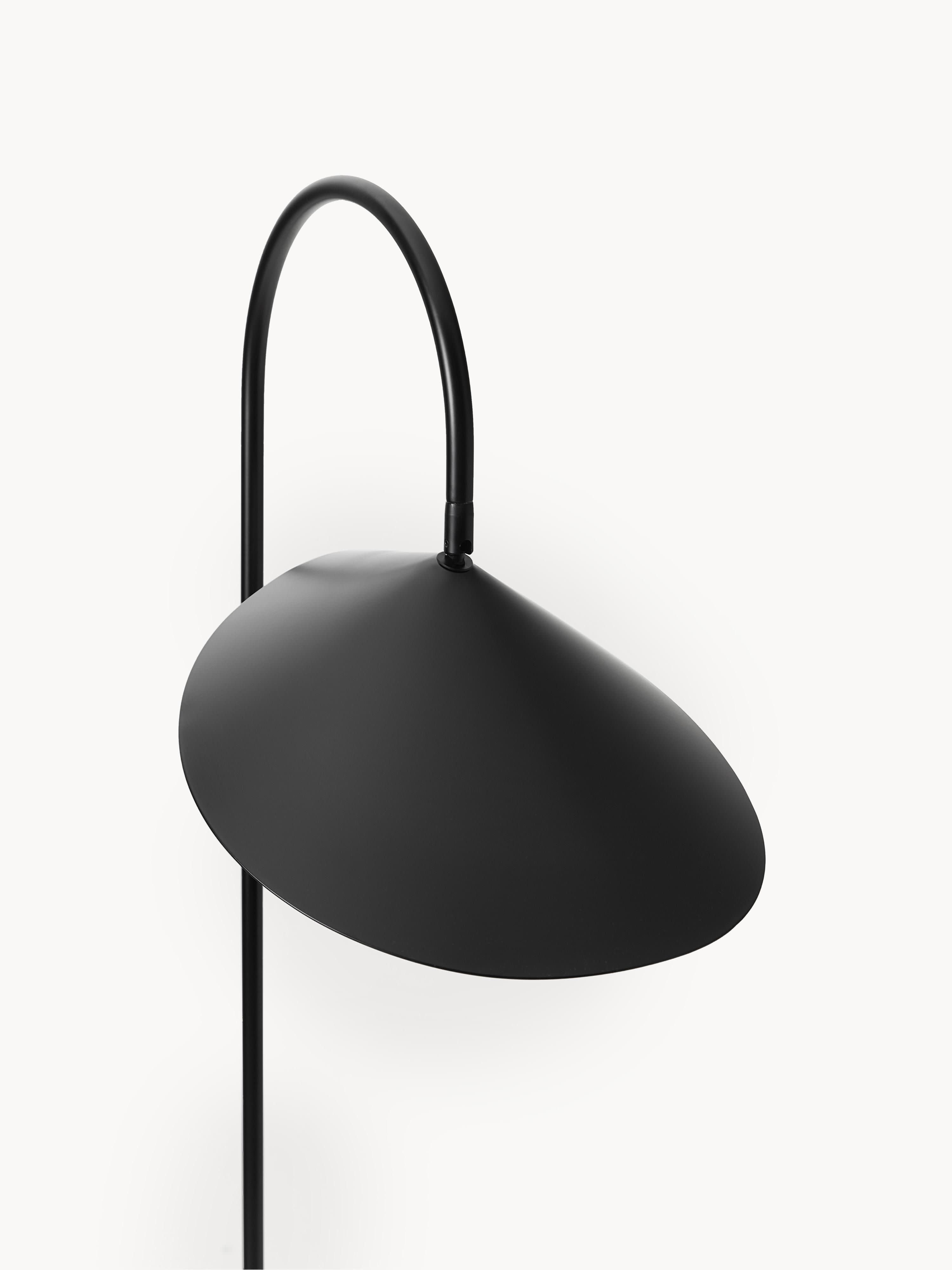 Lampadaire avec pied en marbre Ewan, orientable - Noir, marbré
