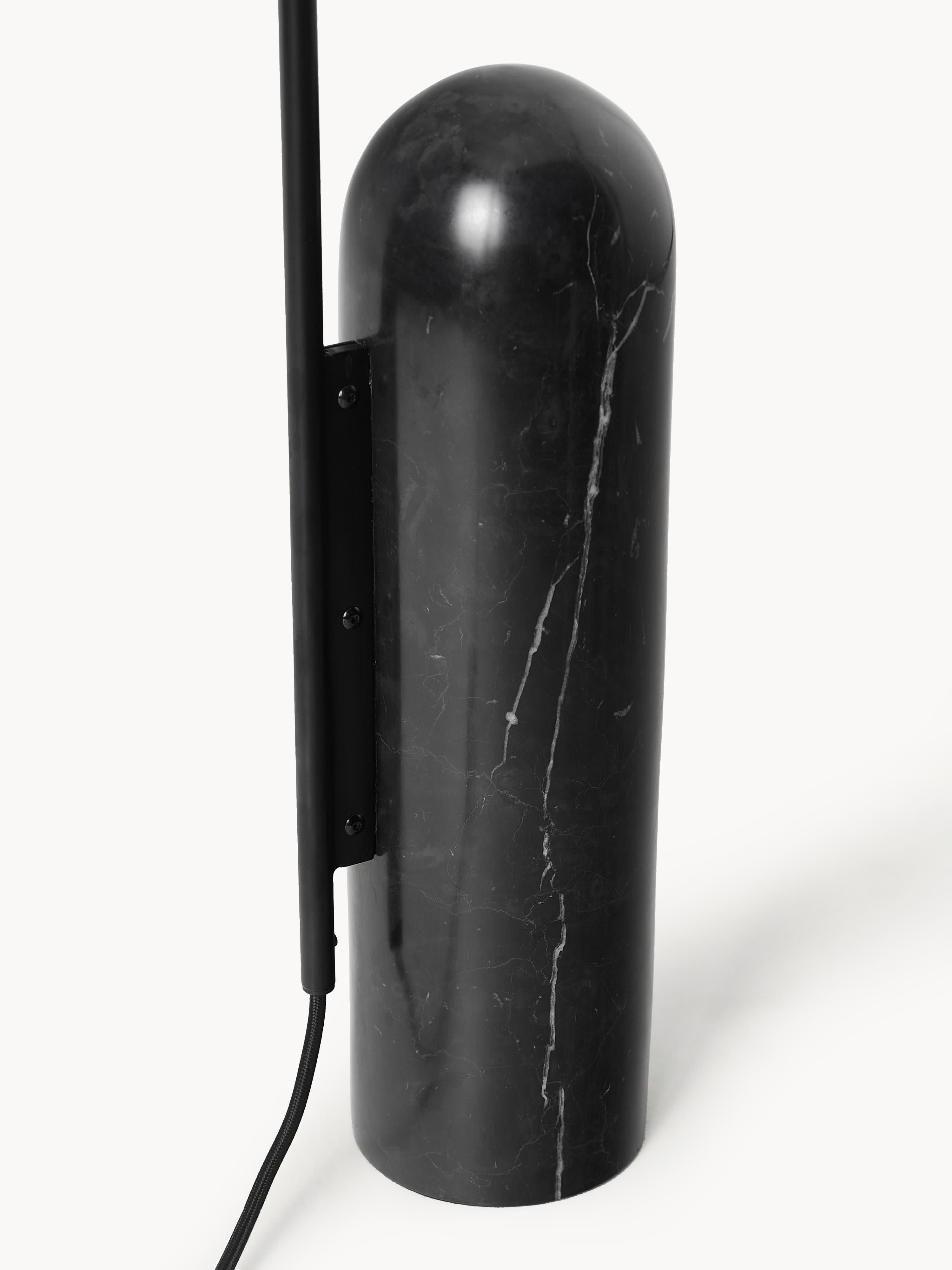 Lampadaire avec pied en marbre Ewan, orientable - Noir, marbré