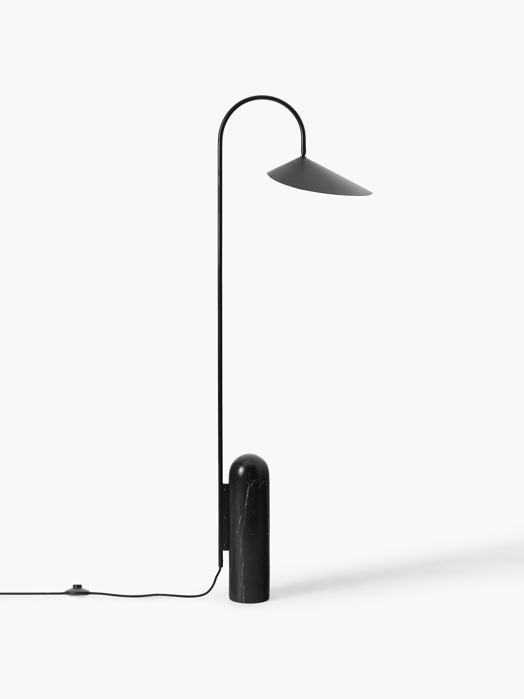 Lampadaire avec pied en marbre Ewan, orientable - Noir, marbré