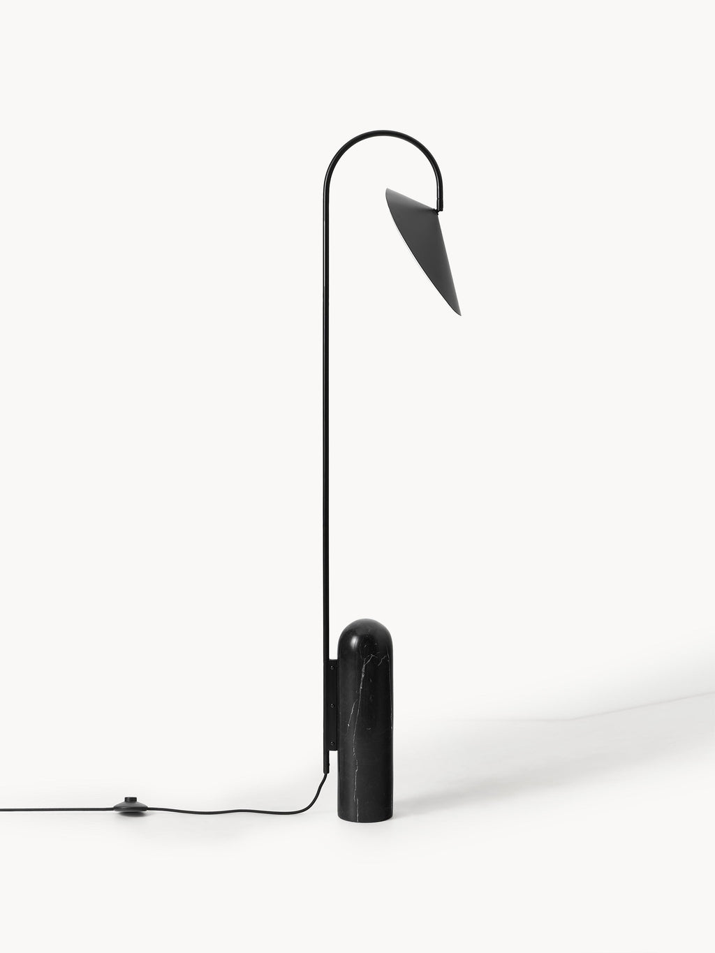 Lampadaire avec pied en marbre Ewan, orientable - Noir, marbré