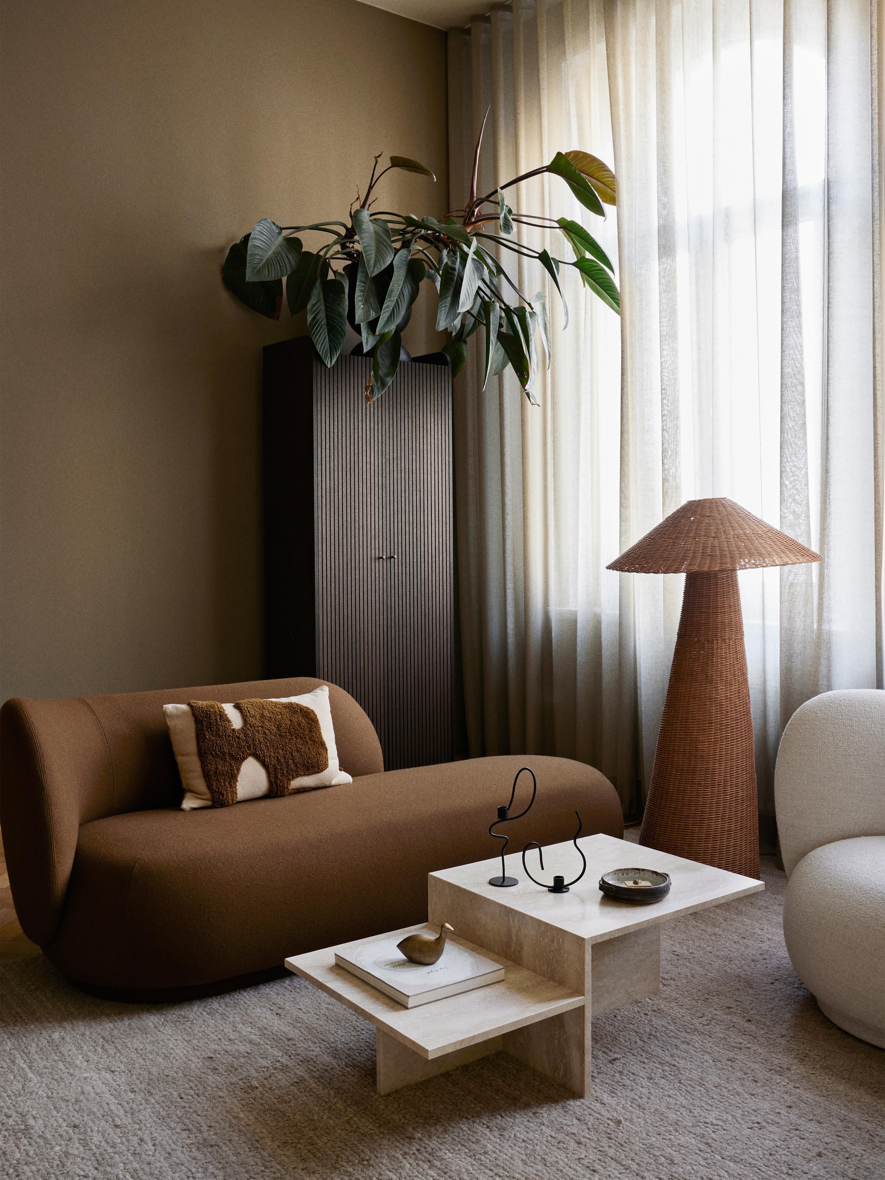 Petit lampadaire en rotin fait main Ludo - Brun