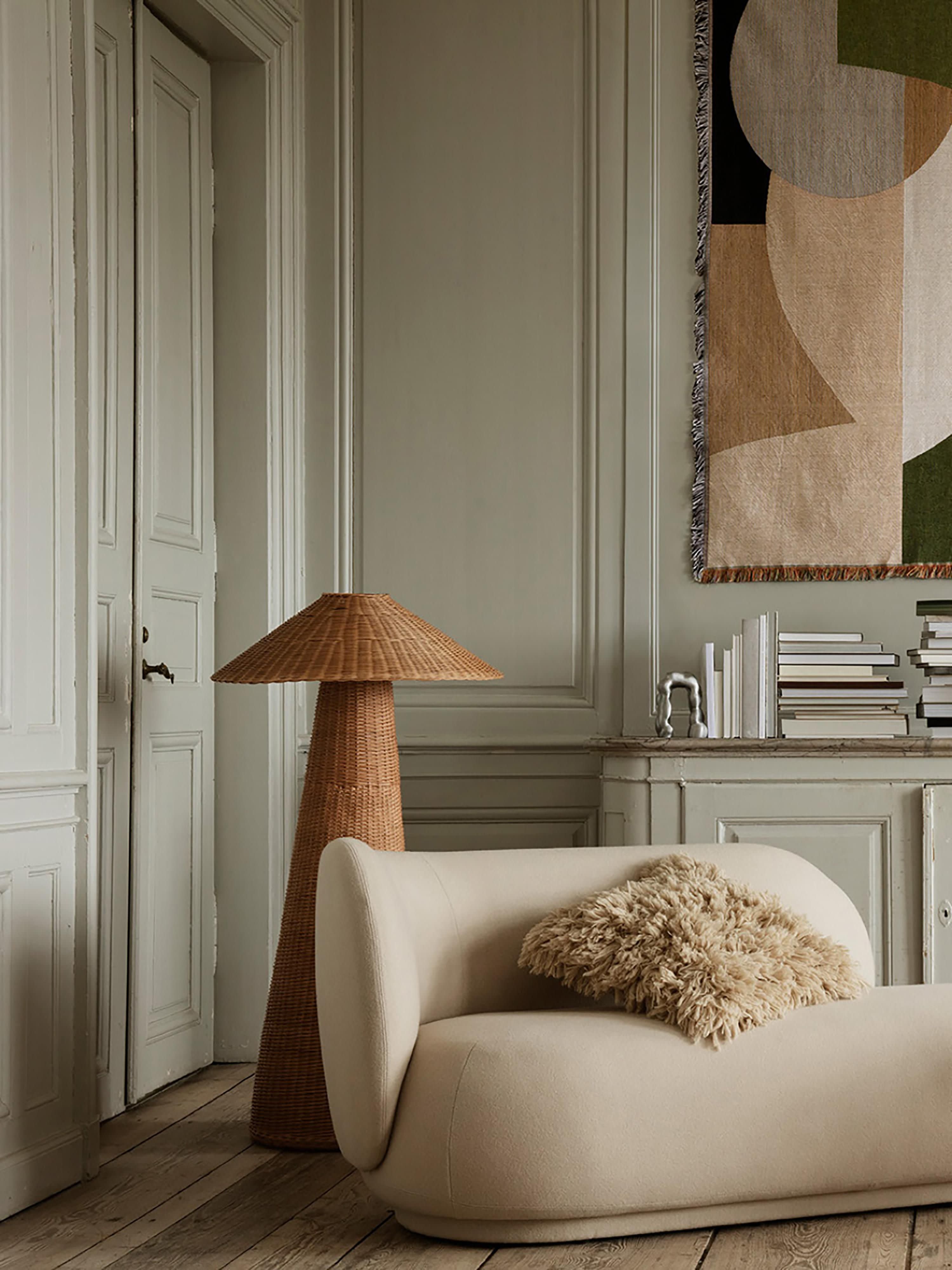 Petit lampadaire en rotin fait main Ludo - Brun