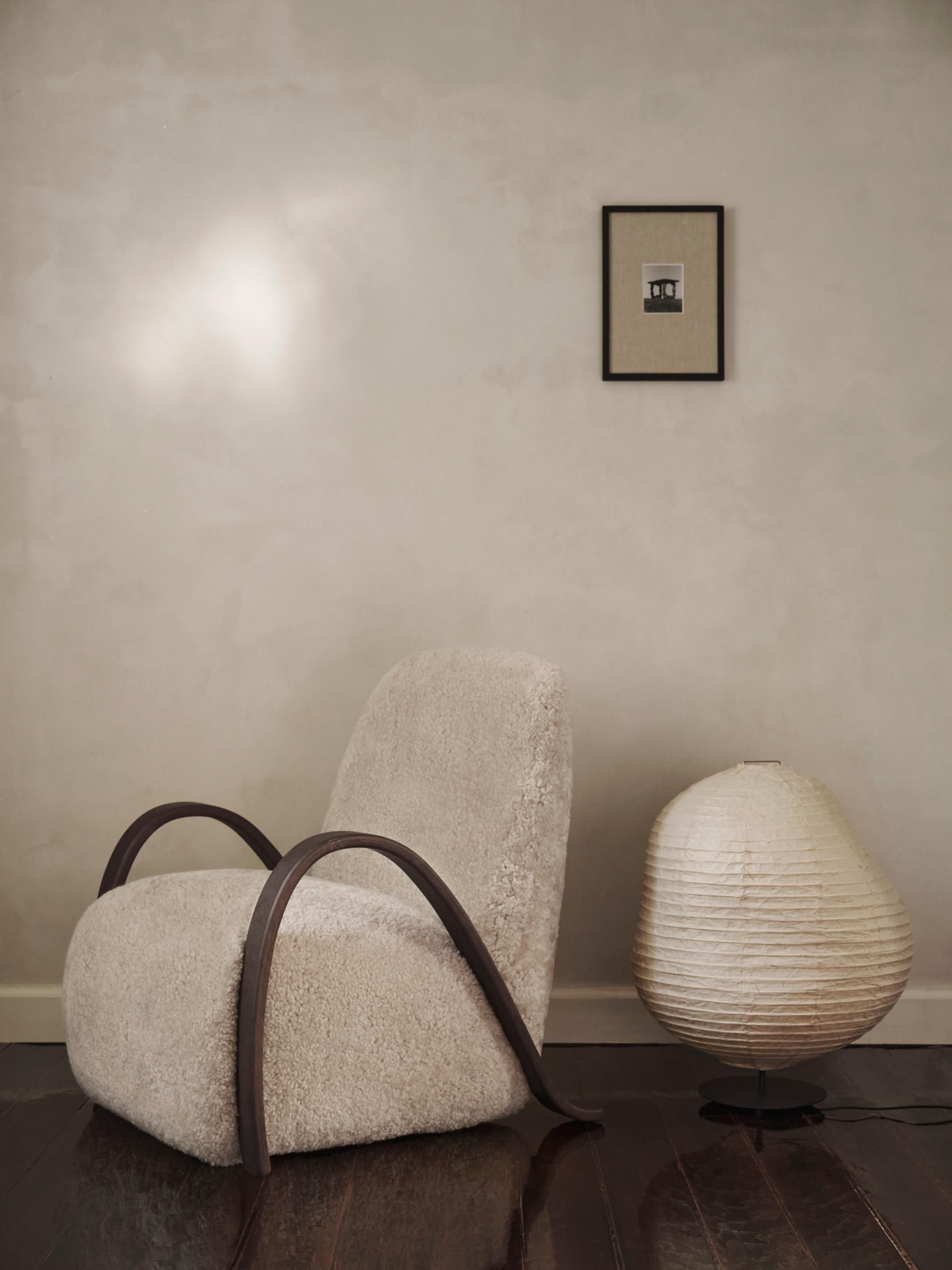 Petit lampadaire en papier Gunner - Blanc cassé, noir