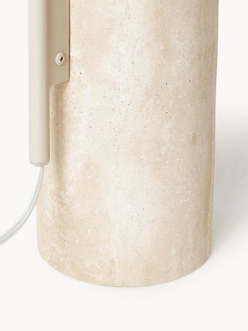 Lampadaire avec pied en travertin Ewan, orientable - Blanc cassé, Travertin beige clair