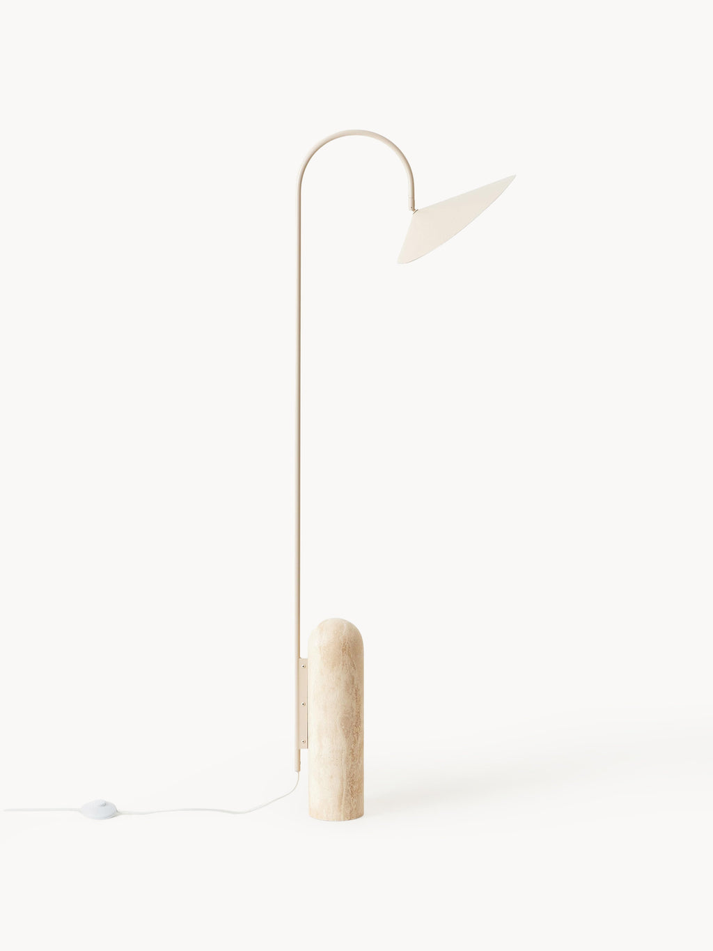 Lampadaire avec pied en travertin Ewan, orientable - Blanc cassé, Travertin beige clair