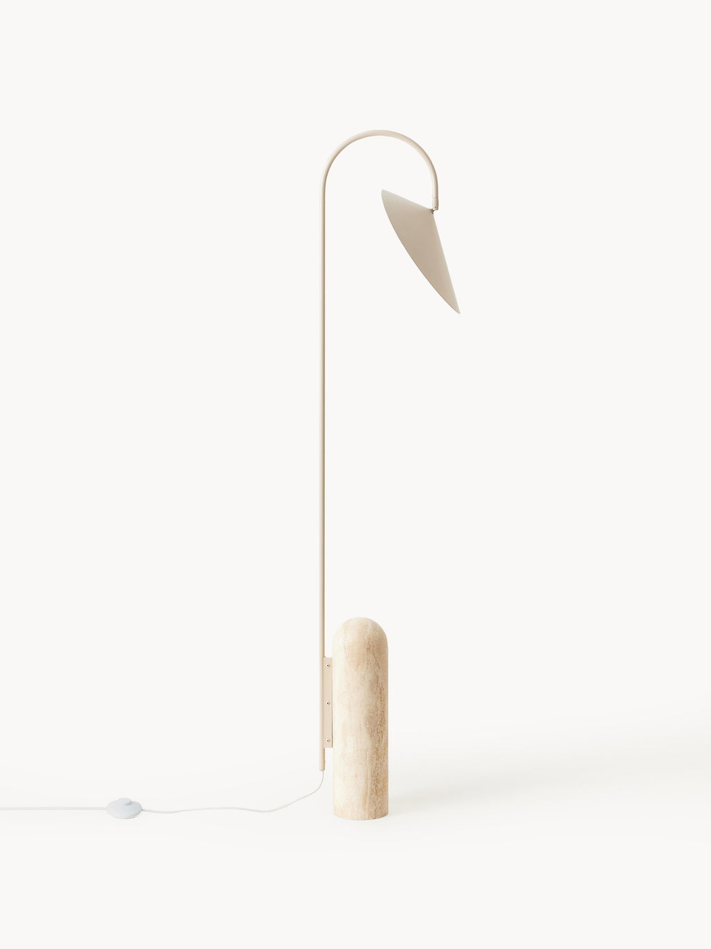 Lampadaire avec pied en travertin Ewan, orientable - Blanc cassé, Travertin beige clair
