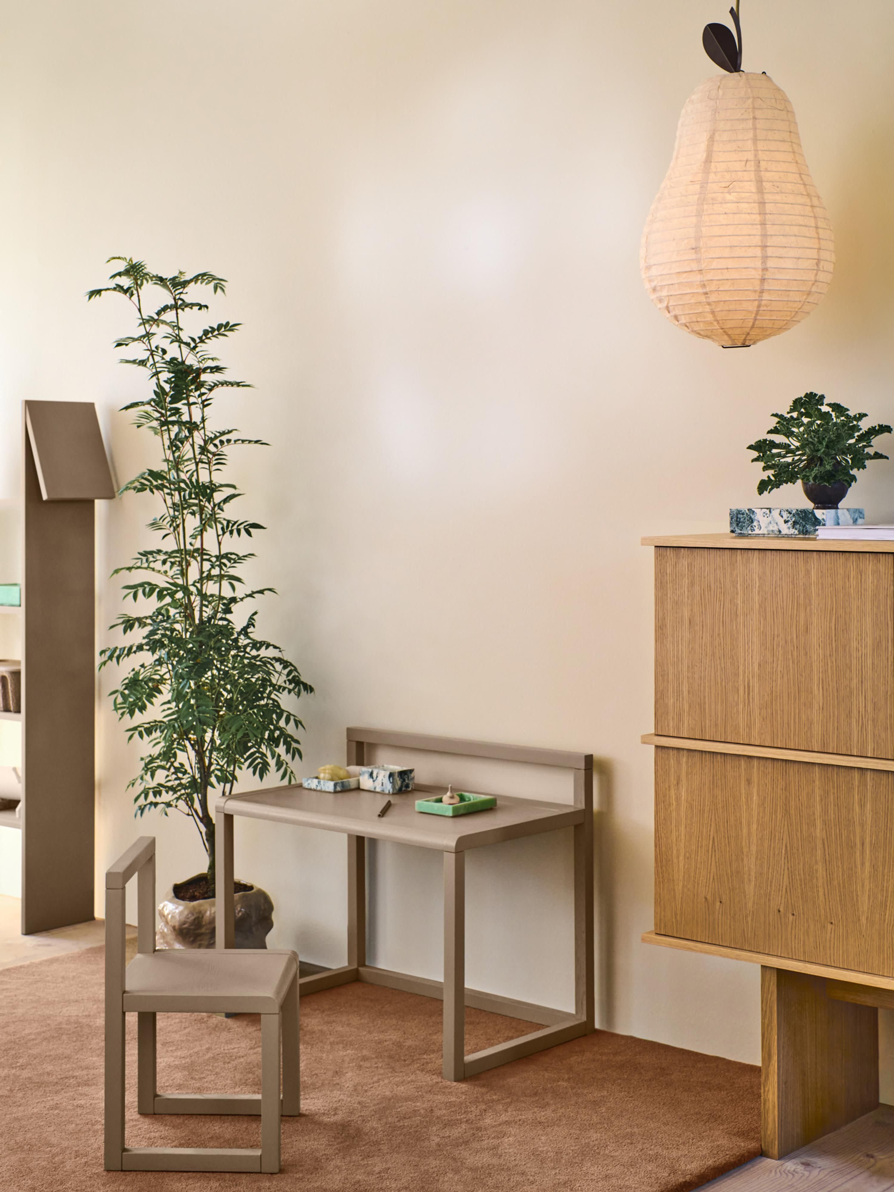 Abat-jour artisanal en papier washi Jure - Blanc cassé, brun