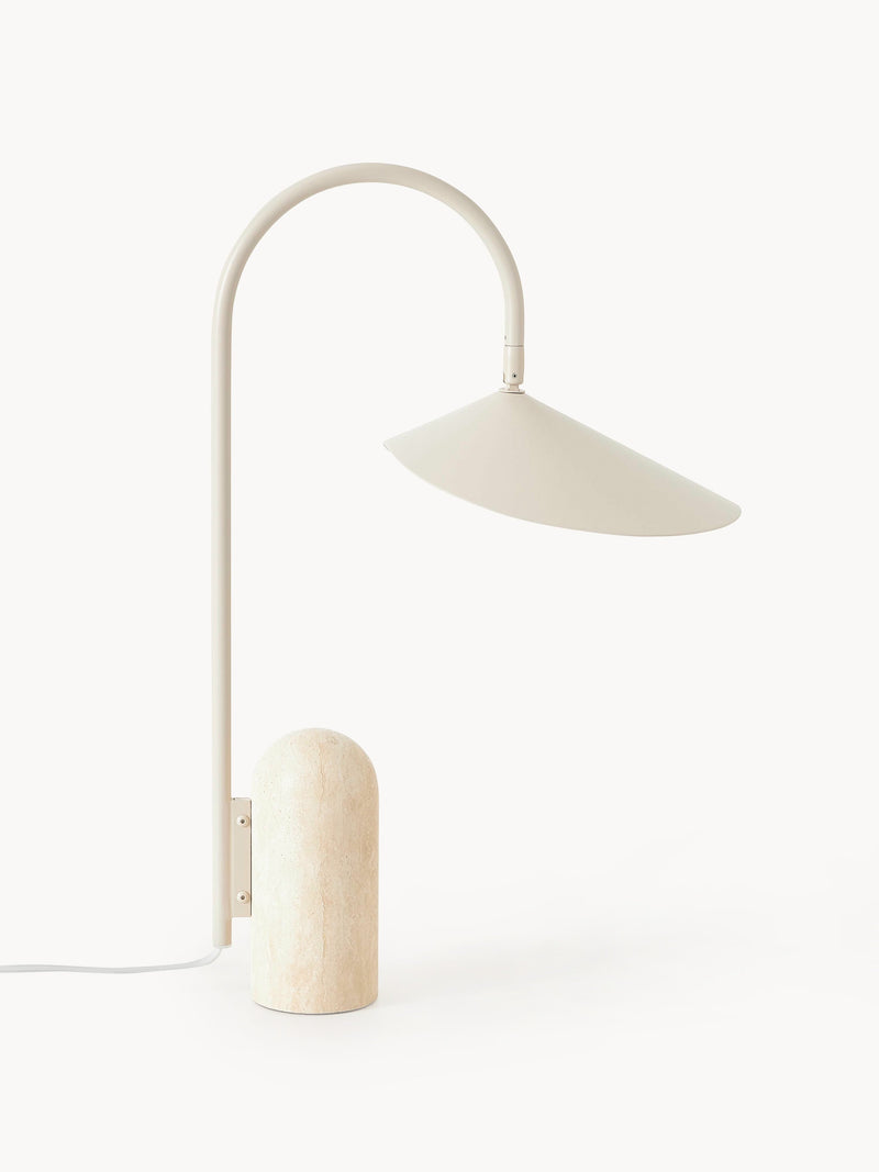 Grande lampe à poser Ewan, orientable - Blanc cassé, beige clair marbré