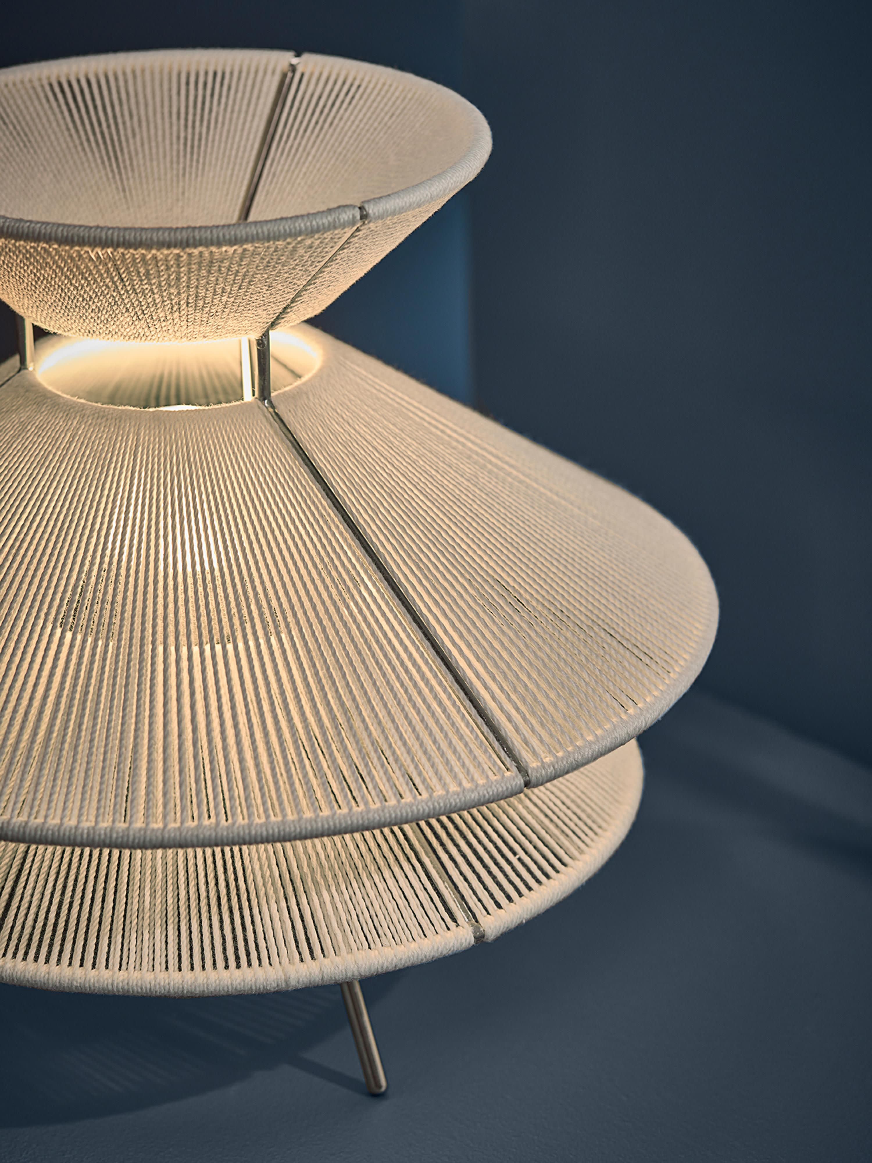 Lampe à poser en lin Jarred, intensité ajustable - Blanc