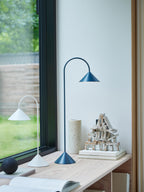 Lampe à poser d'extérieur LED mobile Pentti, intensité ajustable - Gris-bleu, mat
