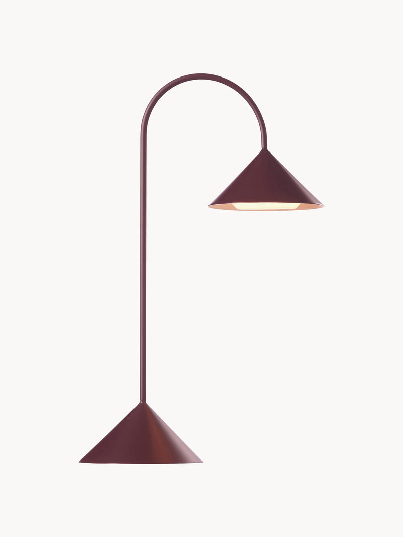 Lampe à poser d'extérieur LED mobile Pentti, intensité ajustable - Lie de vin, mat
