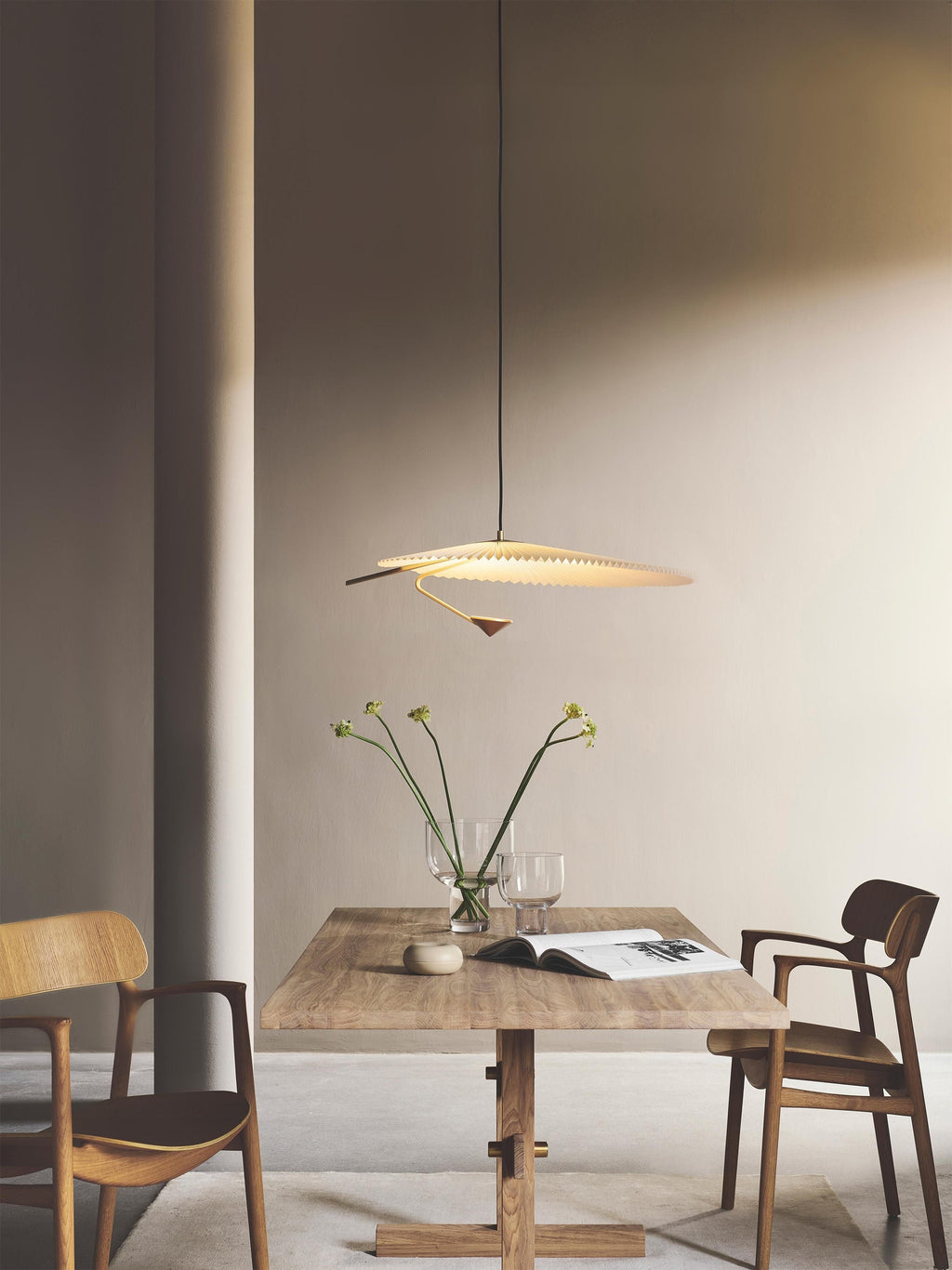 Grande suspension LED Tobin, intensité ajustable - Blanc, doré