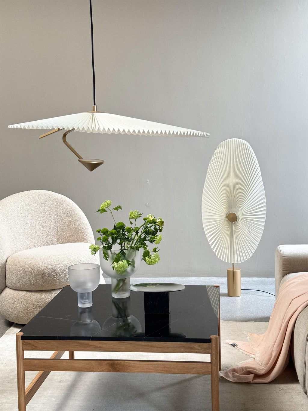 Grande suspension LED Tobin, intensité ajustable - Blanc, doré