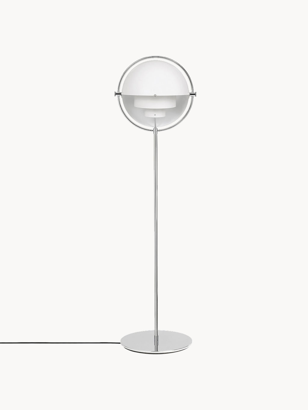 Lampadaire orientable Egil - Blanc mat, argenté haute brillance