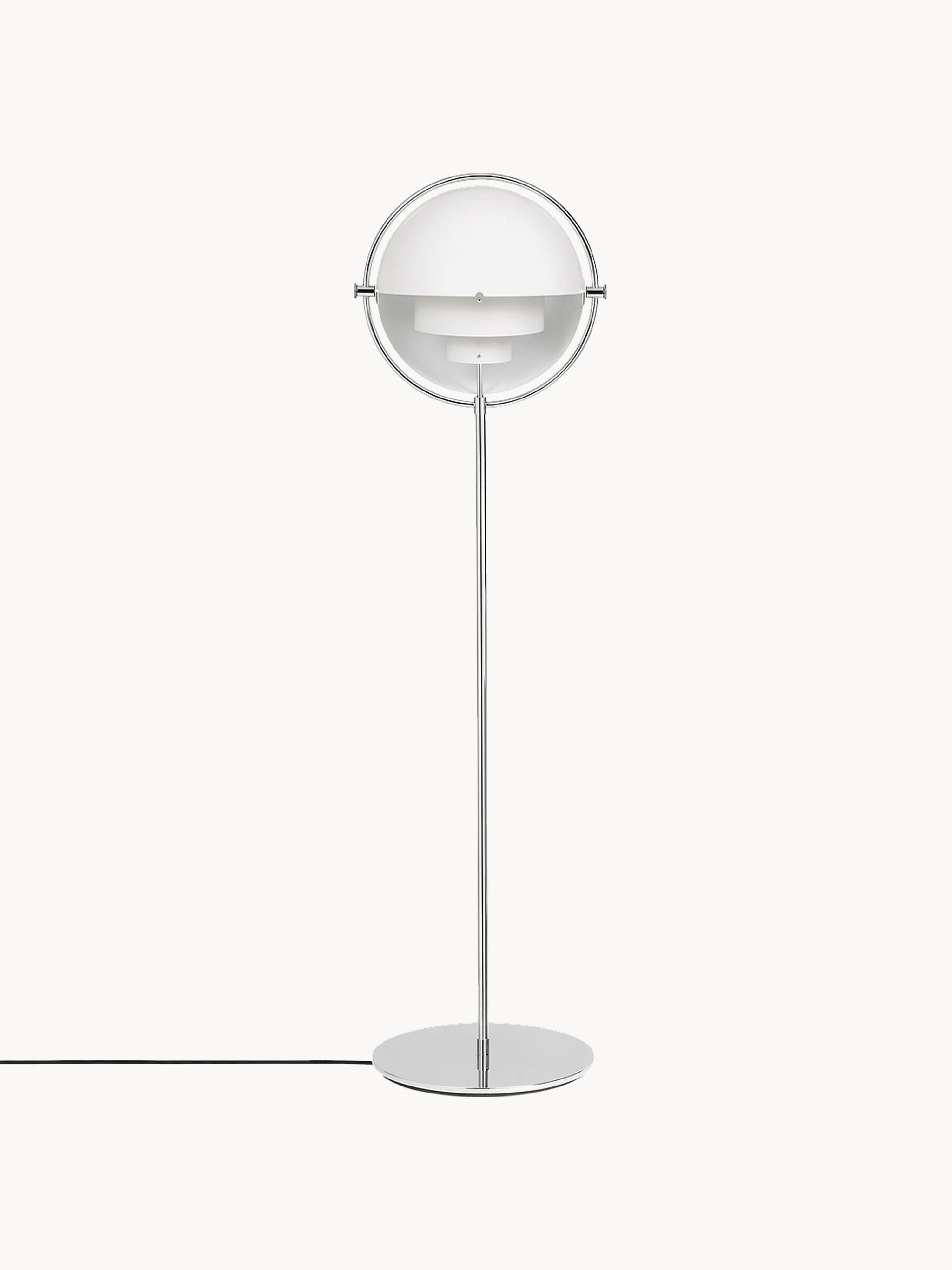 Lampadaire orientable Egil - Blanc mat, argenté haute brillance