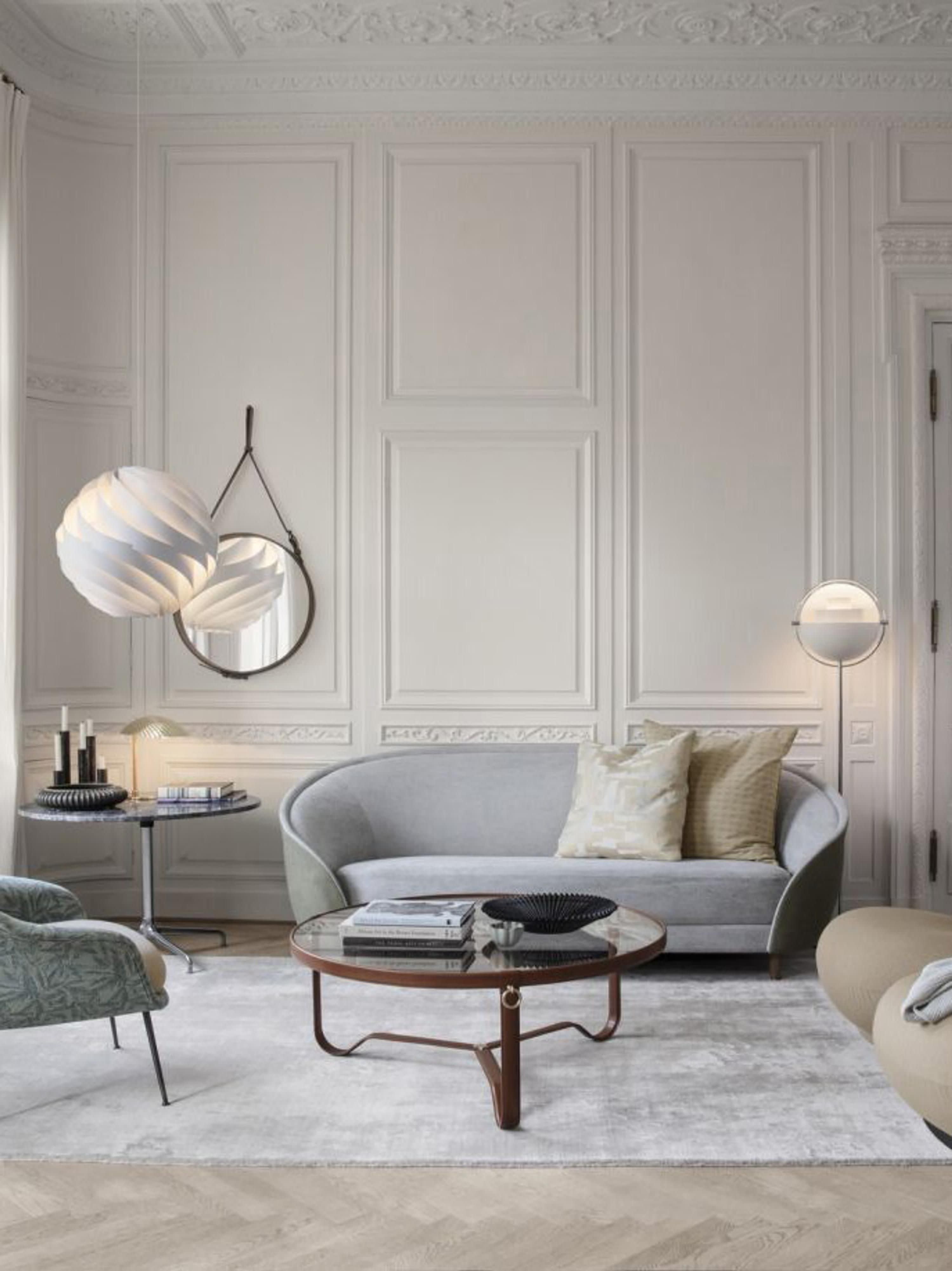 Lampadaire orientable Egil - Blanc mat, argenté haute brillance