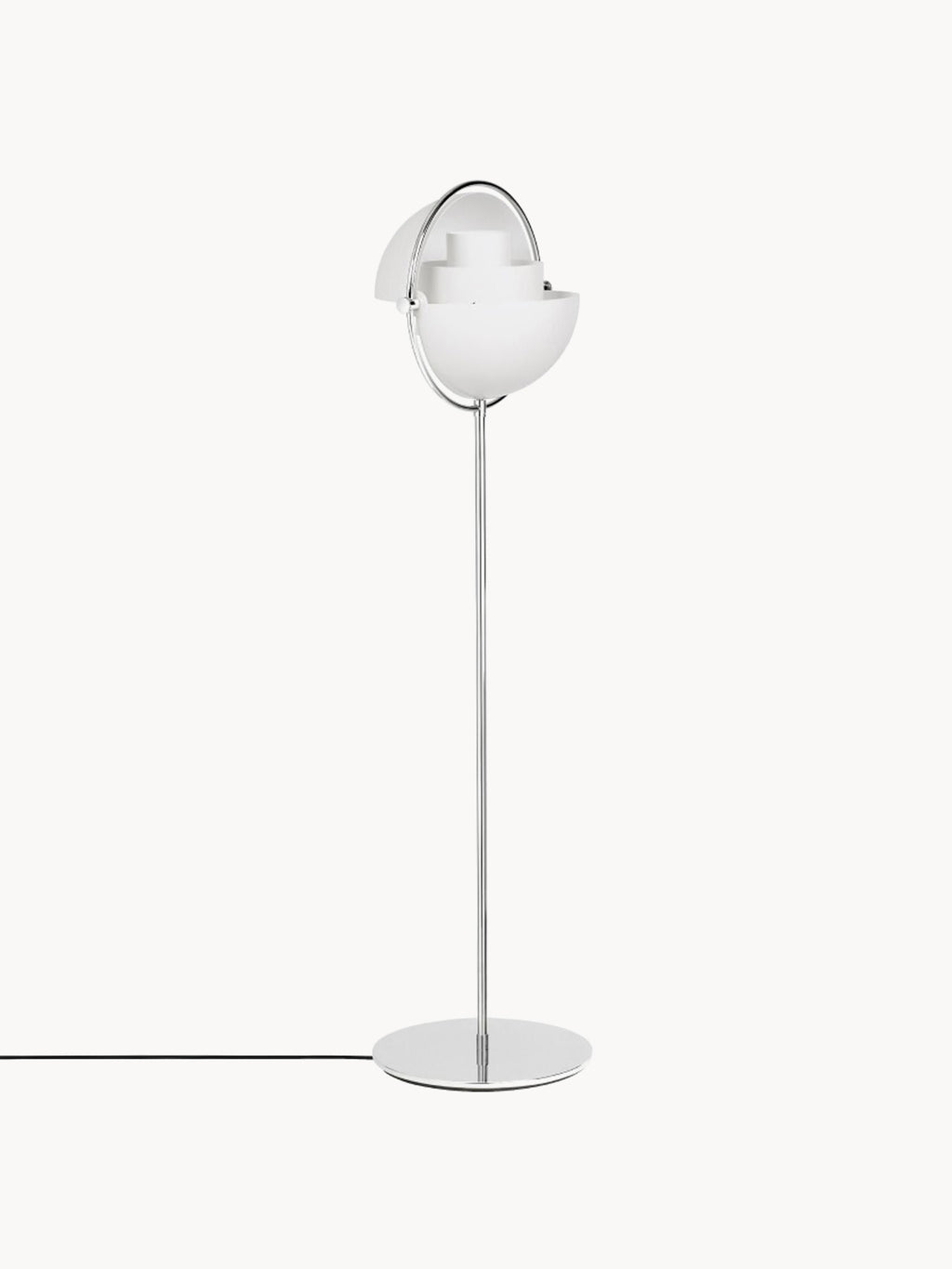 Lampadaire orientable Egil - Blanc mat, argenté haute brillance