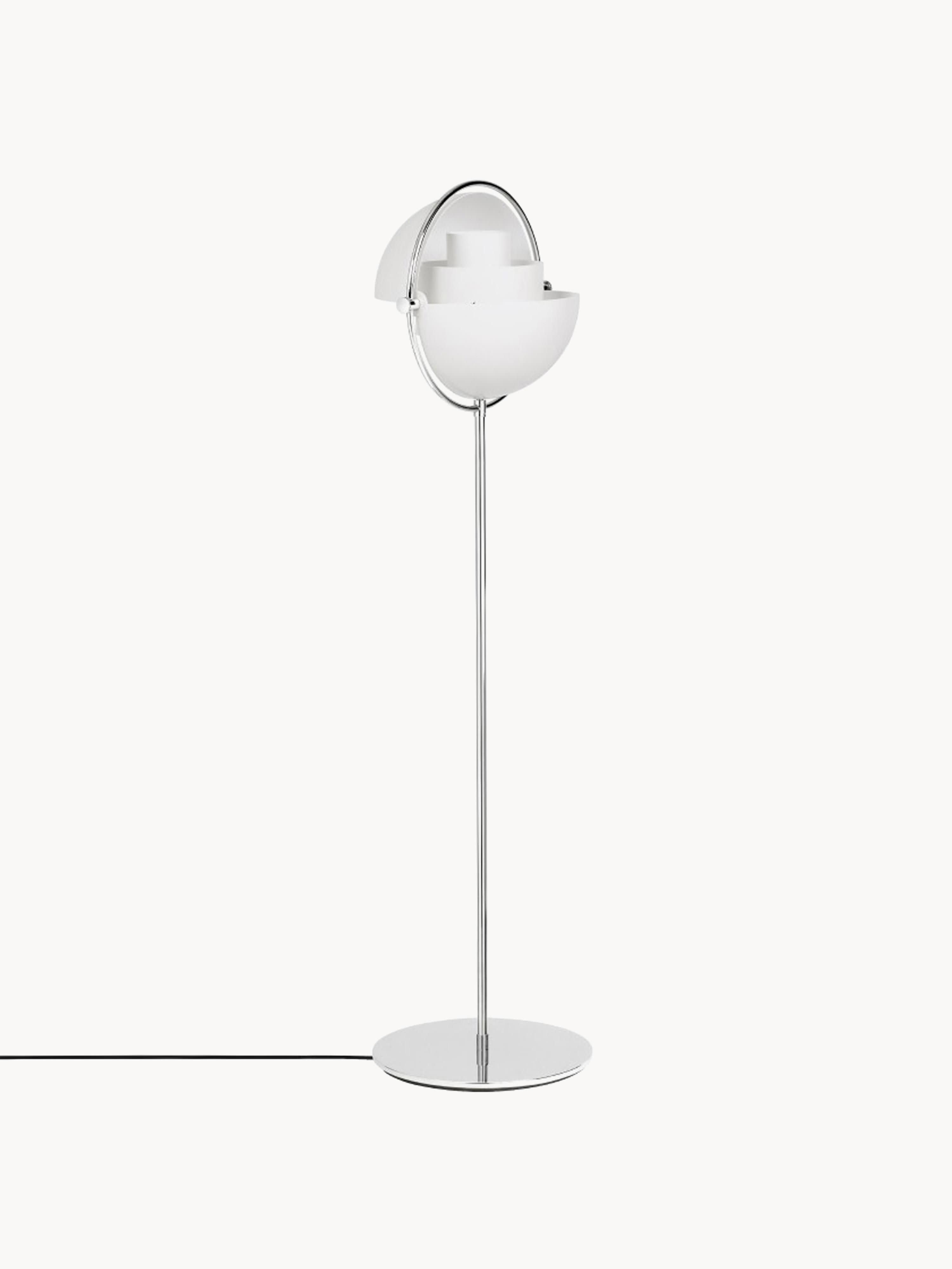 Lampadaire orientable Egil - Blanc mat, argenté haute brillance
