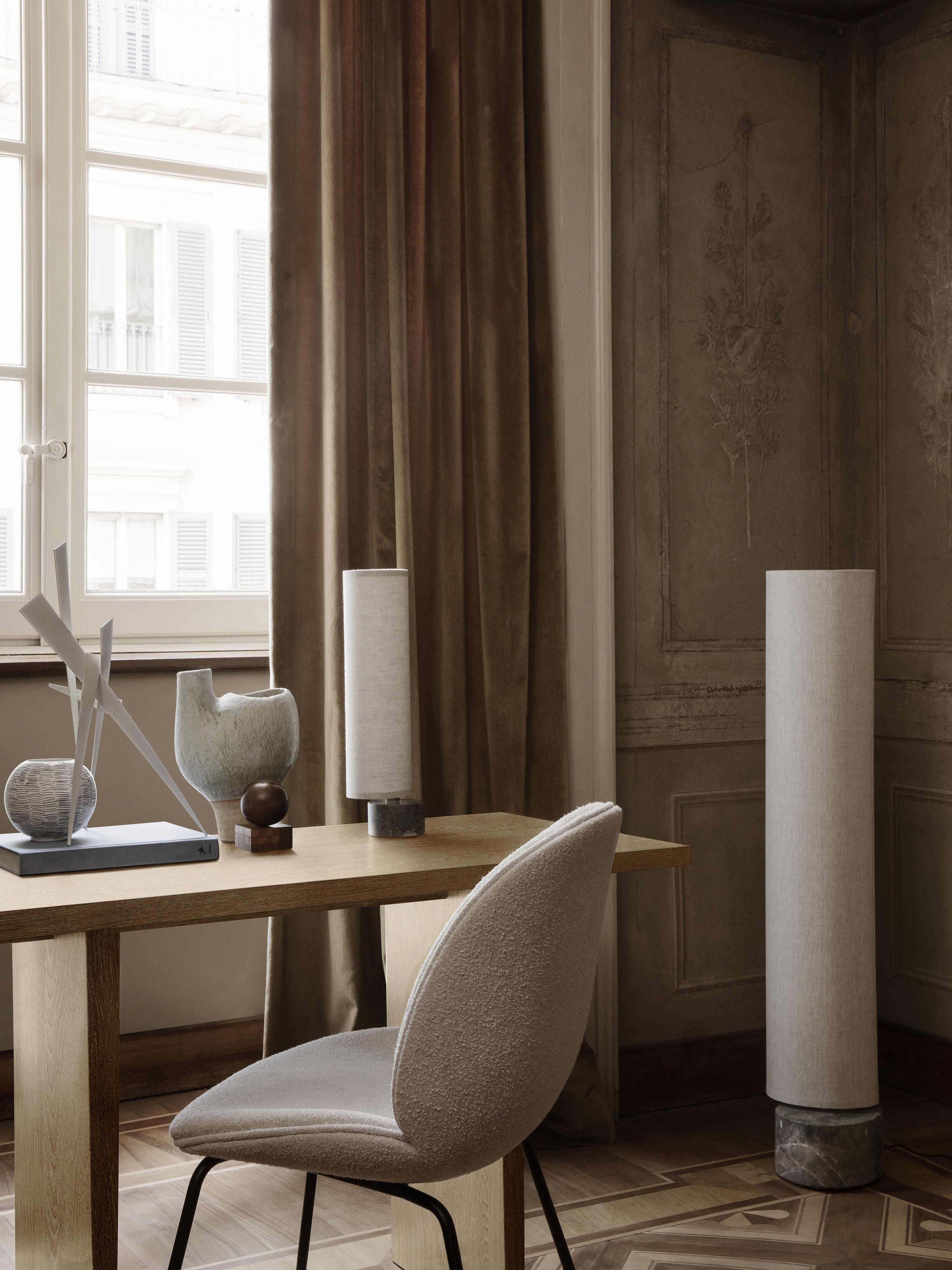 Lampadaire LED avec pied en marbre Grani - Gris clair, gris foncé marbré