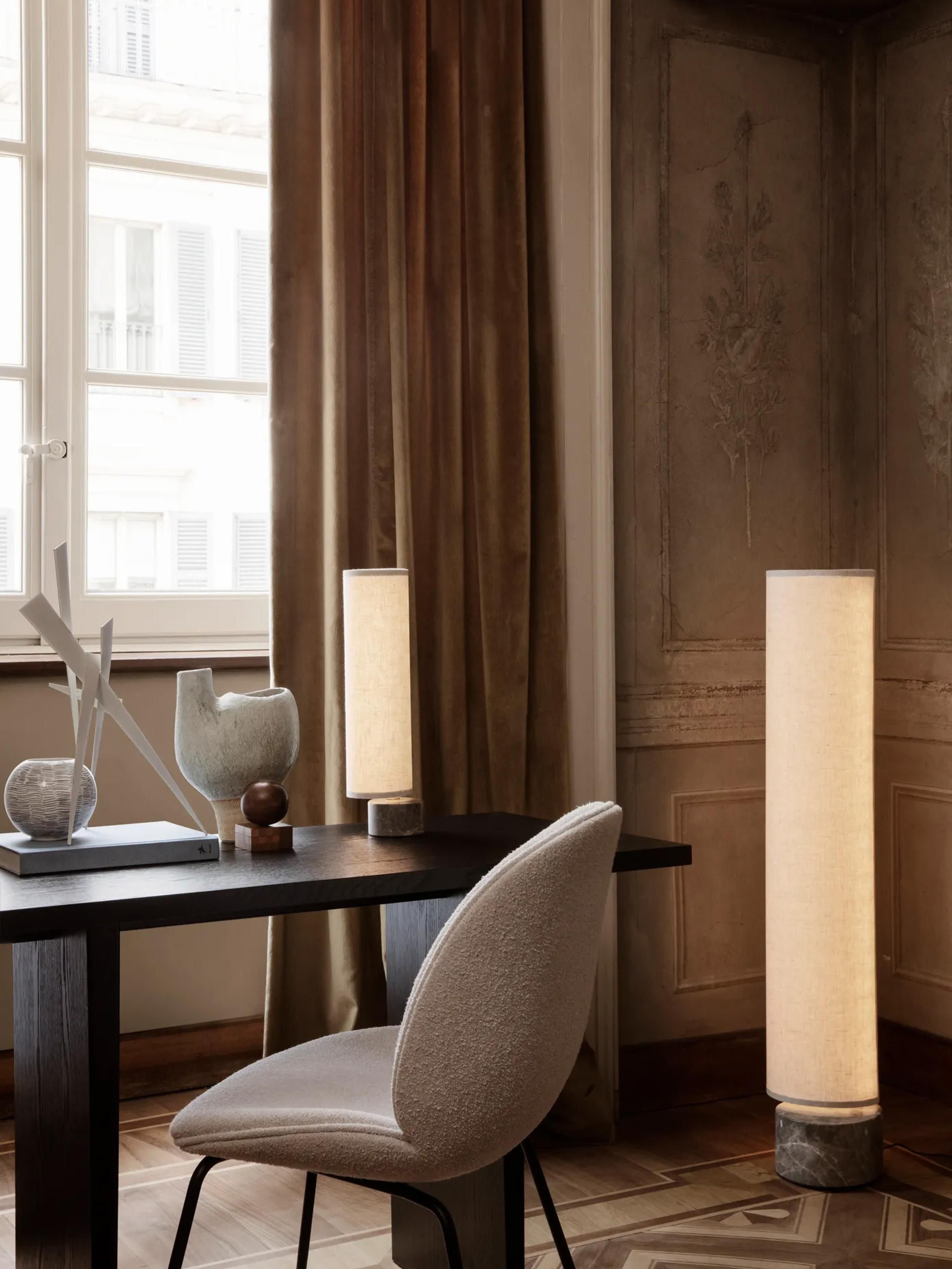 Lampadaire LED avec pied en marbre Grani - Gris clair, gris foncé marbré