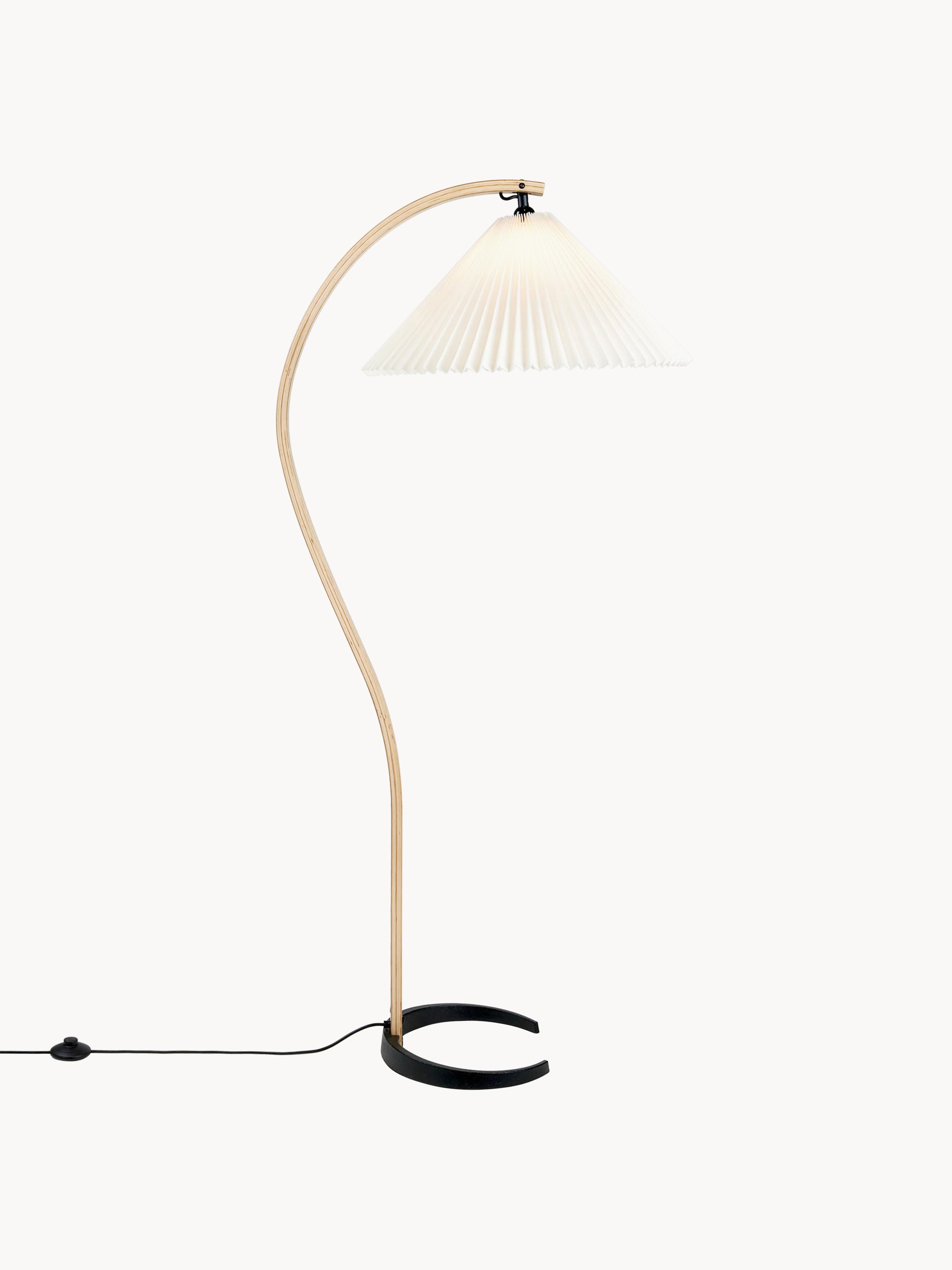 Lampadaire orientable Nevin - Blanc, chêne