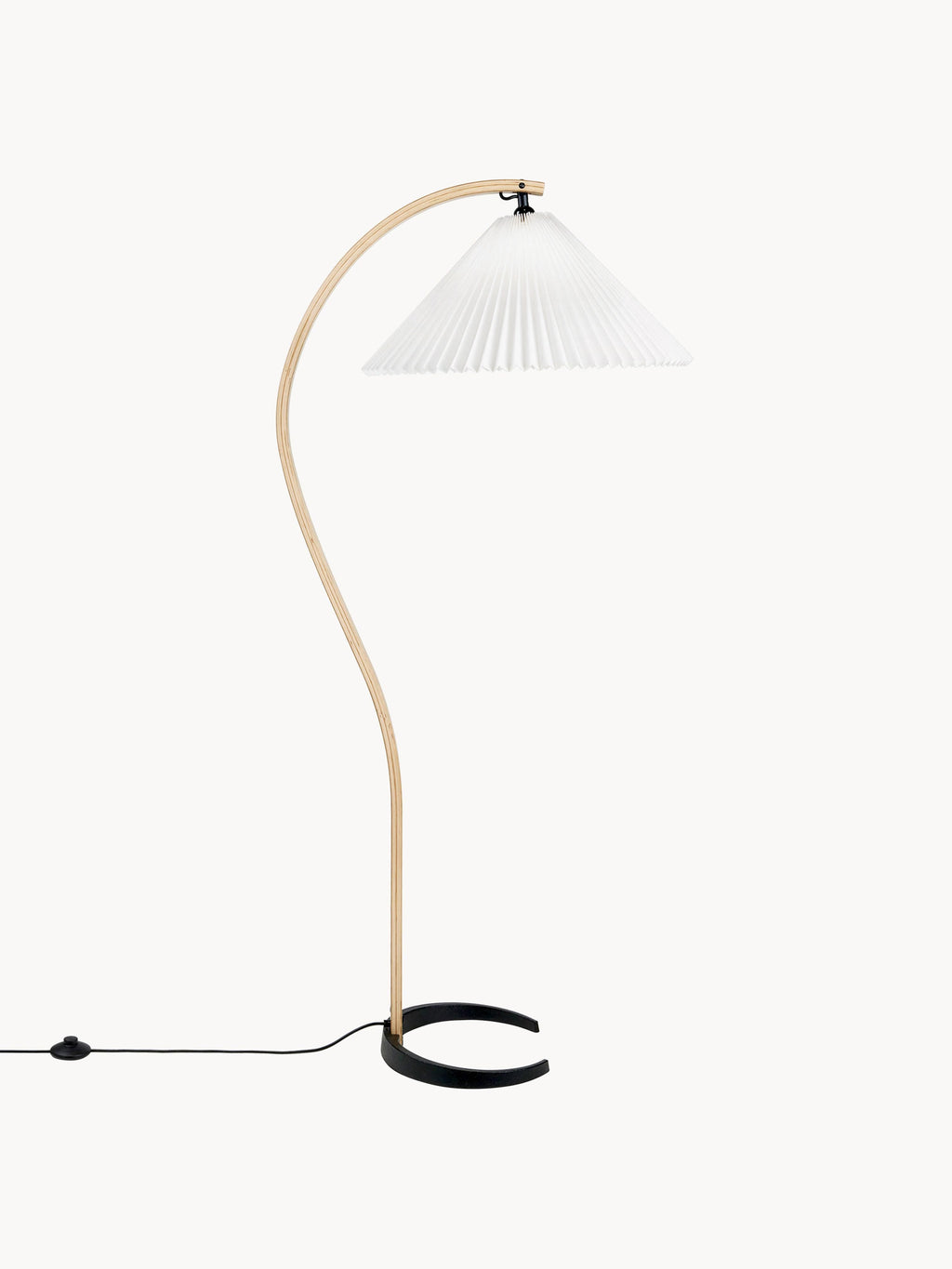 Lampadaire orientable Nevin - Blanc, chêne