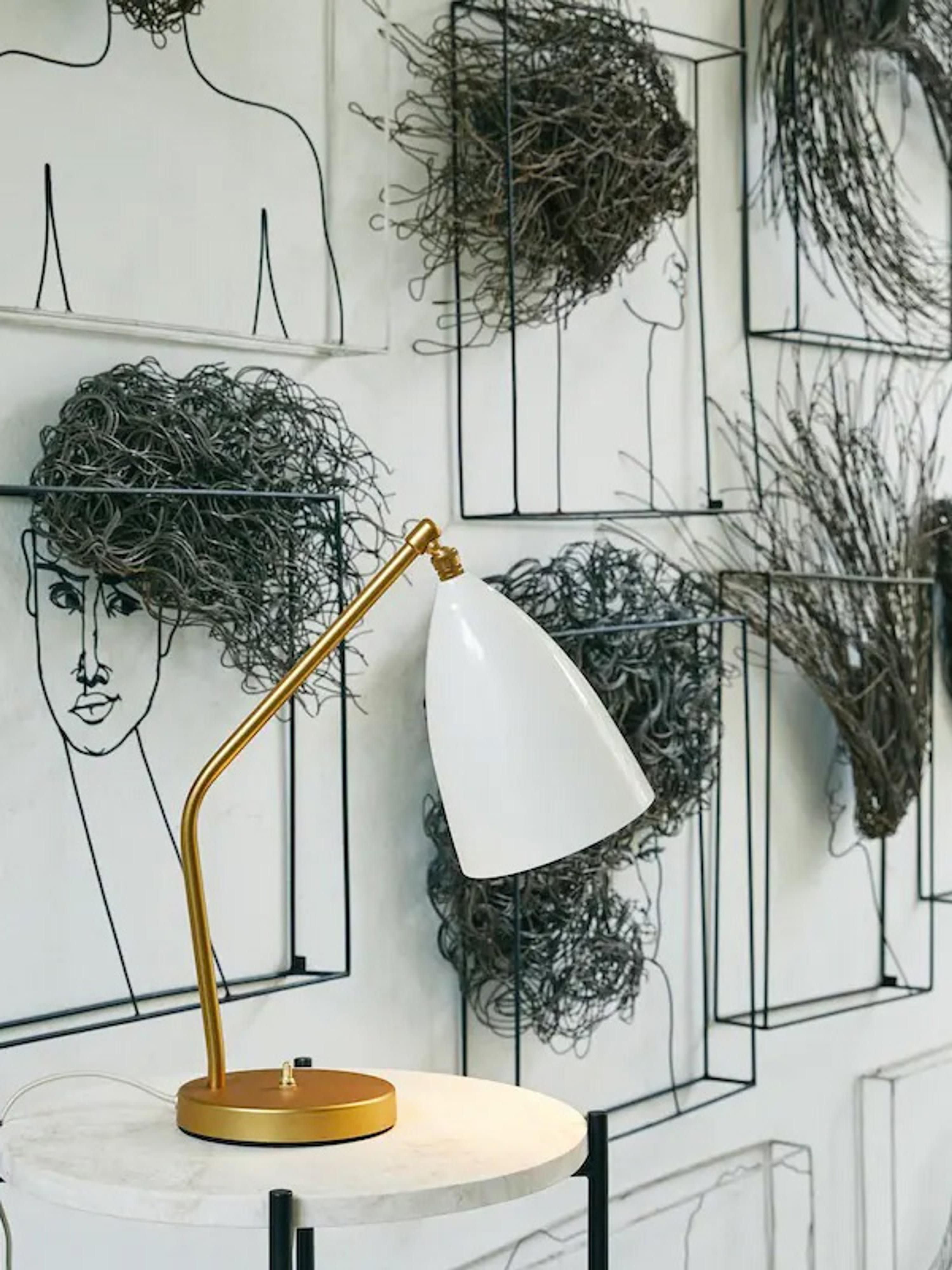 Lampe à poser Eeli - Blanc haute brillance, laiton