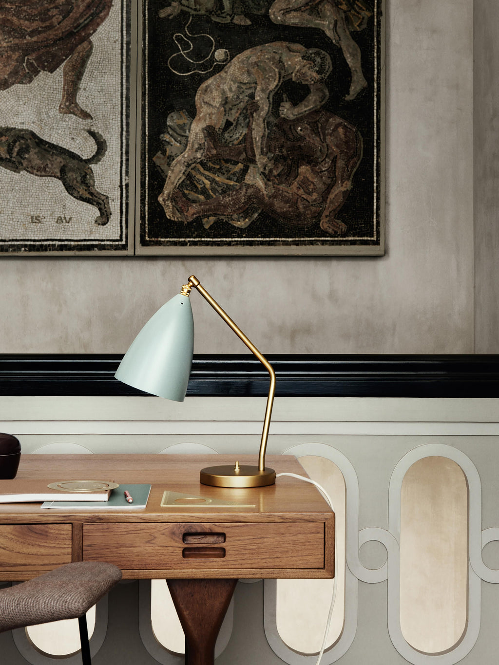 Lampe à poser Eeli - Gris clair mat, laiton