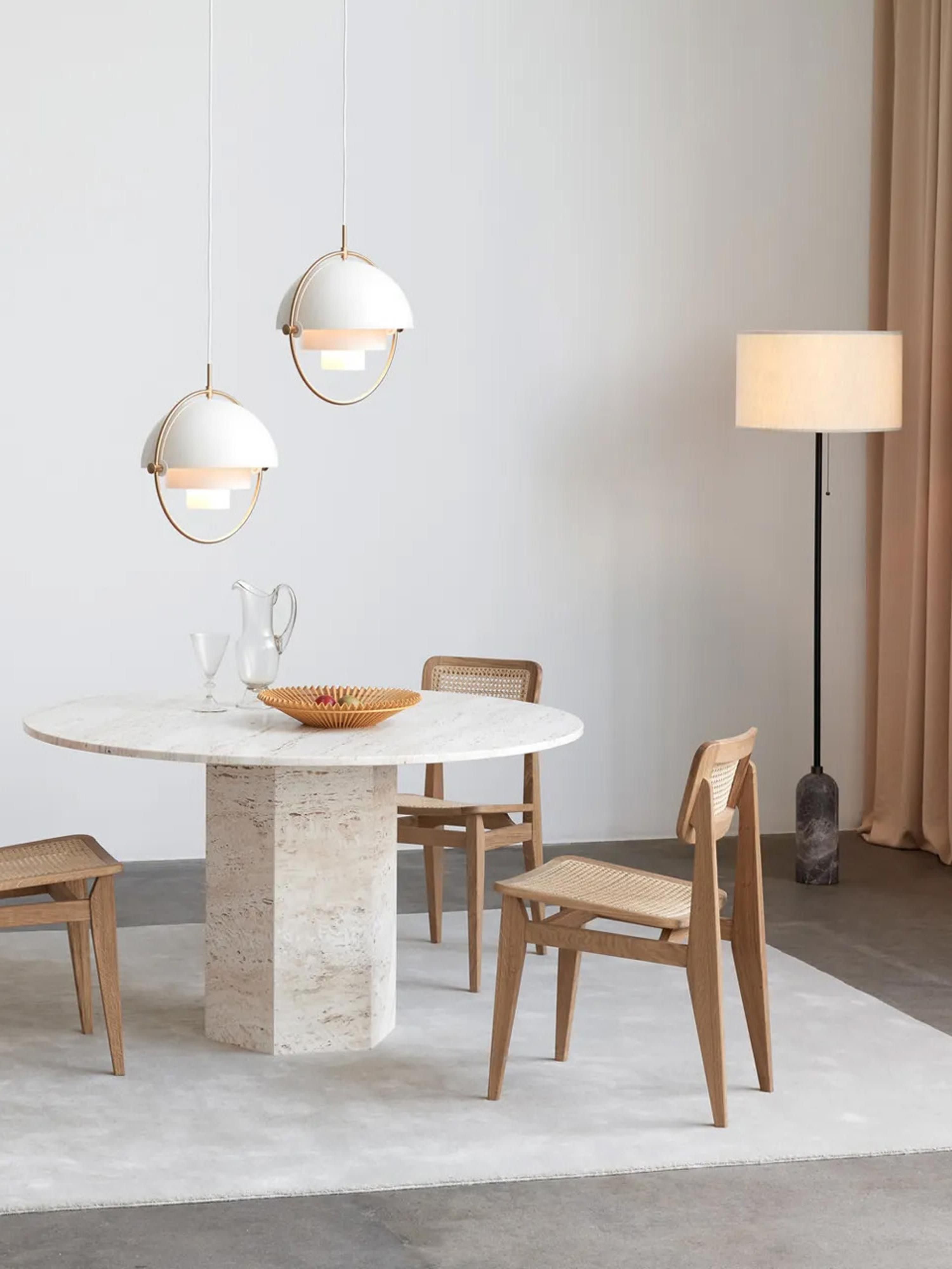 Lampadaire avec pied en marbre Mori, intensité ajustable - Beige clair, gris foncé marbré