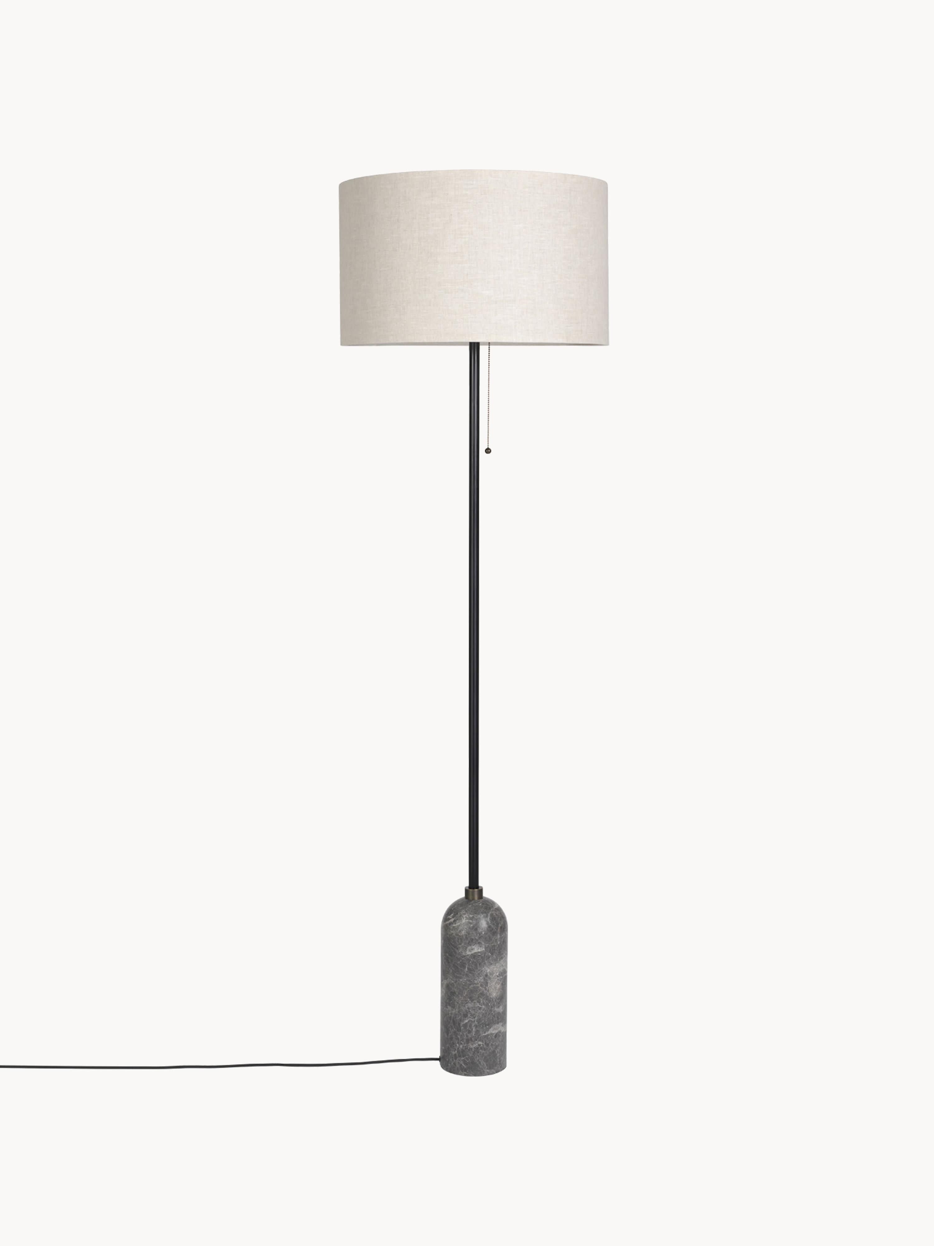 Lampadaire avec pied en marbre Mori, intensité ajustable - Beige clair, gris foncé marbré
