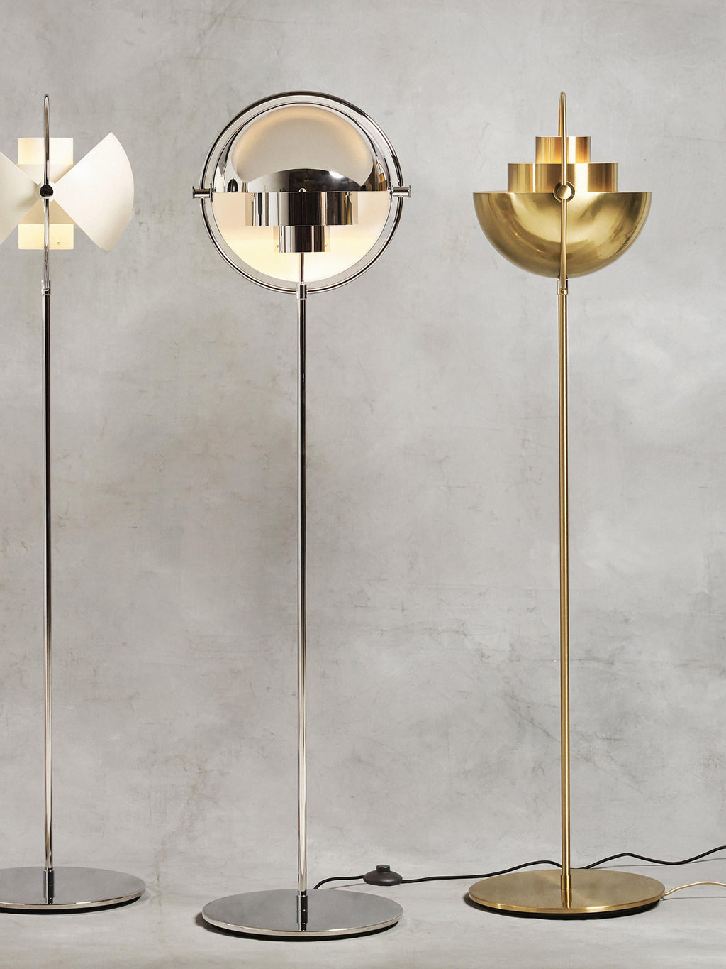 Lampadaire orientable Egil - Argenté, haute brillance