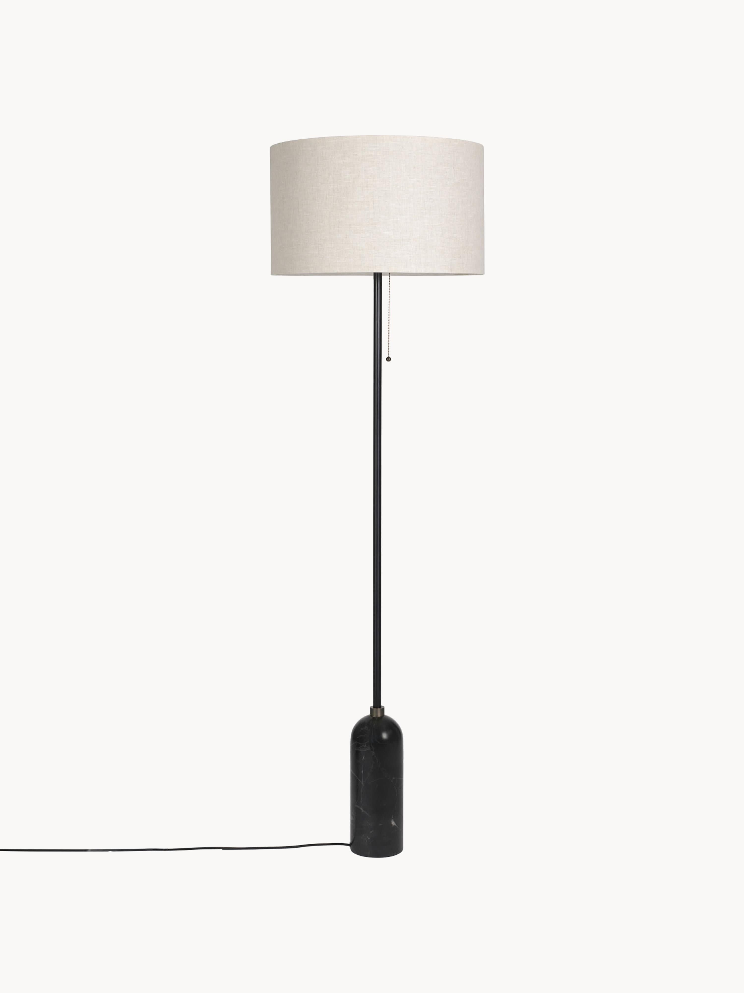 Lampadaire avec pied en marbre Mori, intensité ajustable - Beige clair, noir marbré