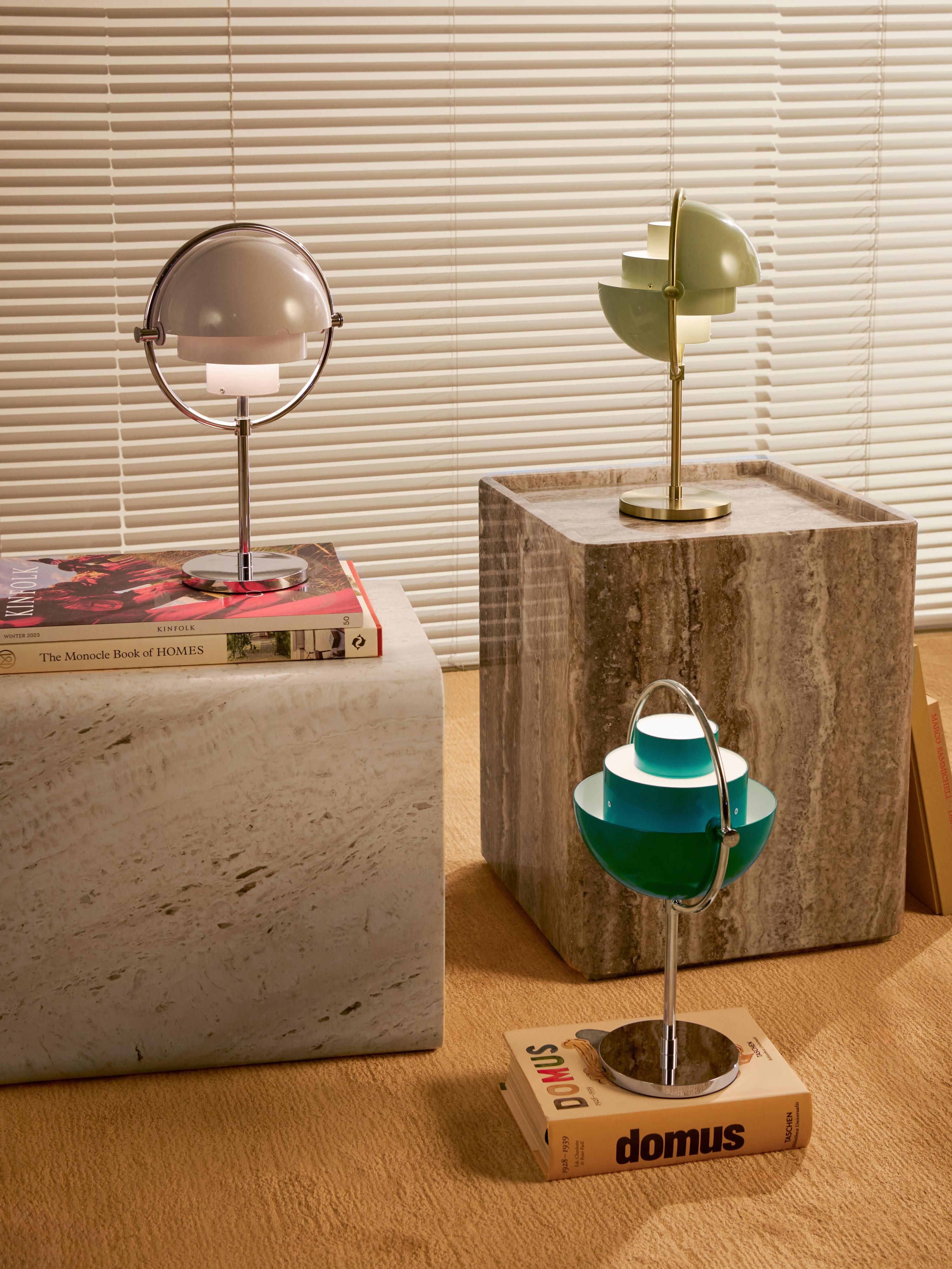 Lampe à poser mobile Egil, intensité ajustable - Vert turquoise mat, argenté haute brillance