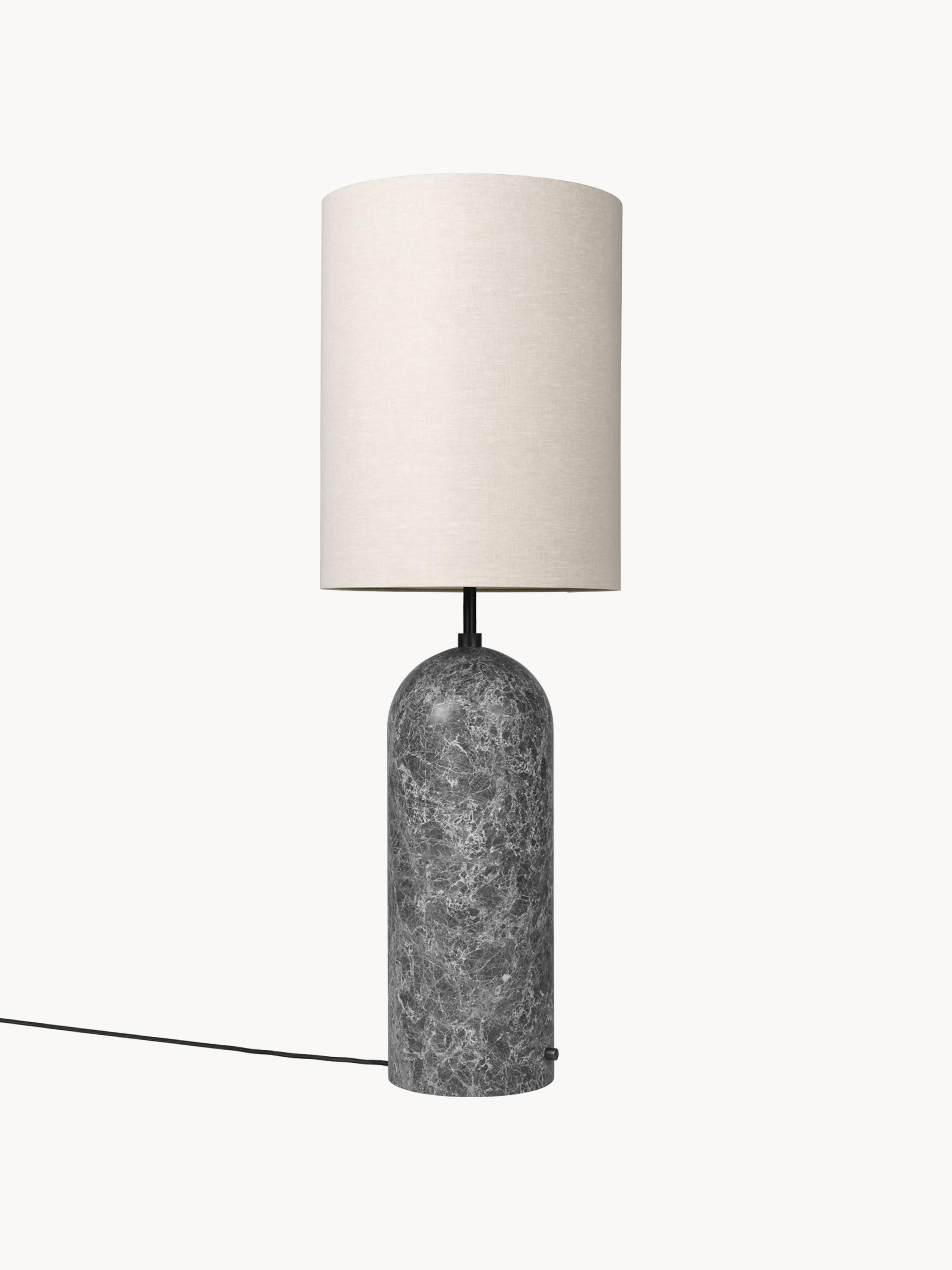 Lampadaire avec pied en marbre Mori, haut. 130 cm - Beige clair, gris foncé marbré