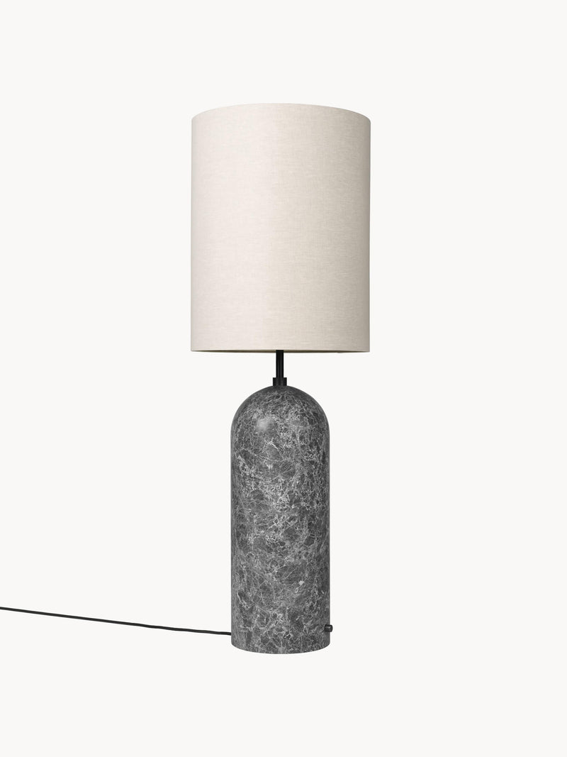 Lampadaire avec pied en marbre Mori, haut. 130 cm - Beige clair, gris foncé marbré
