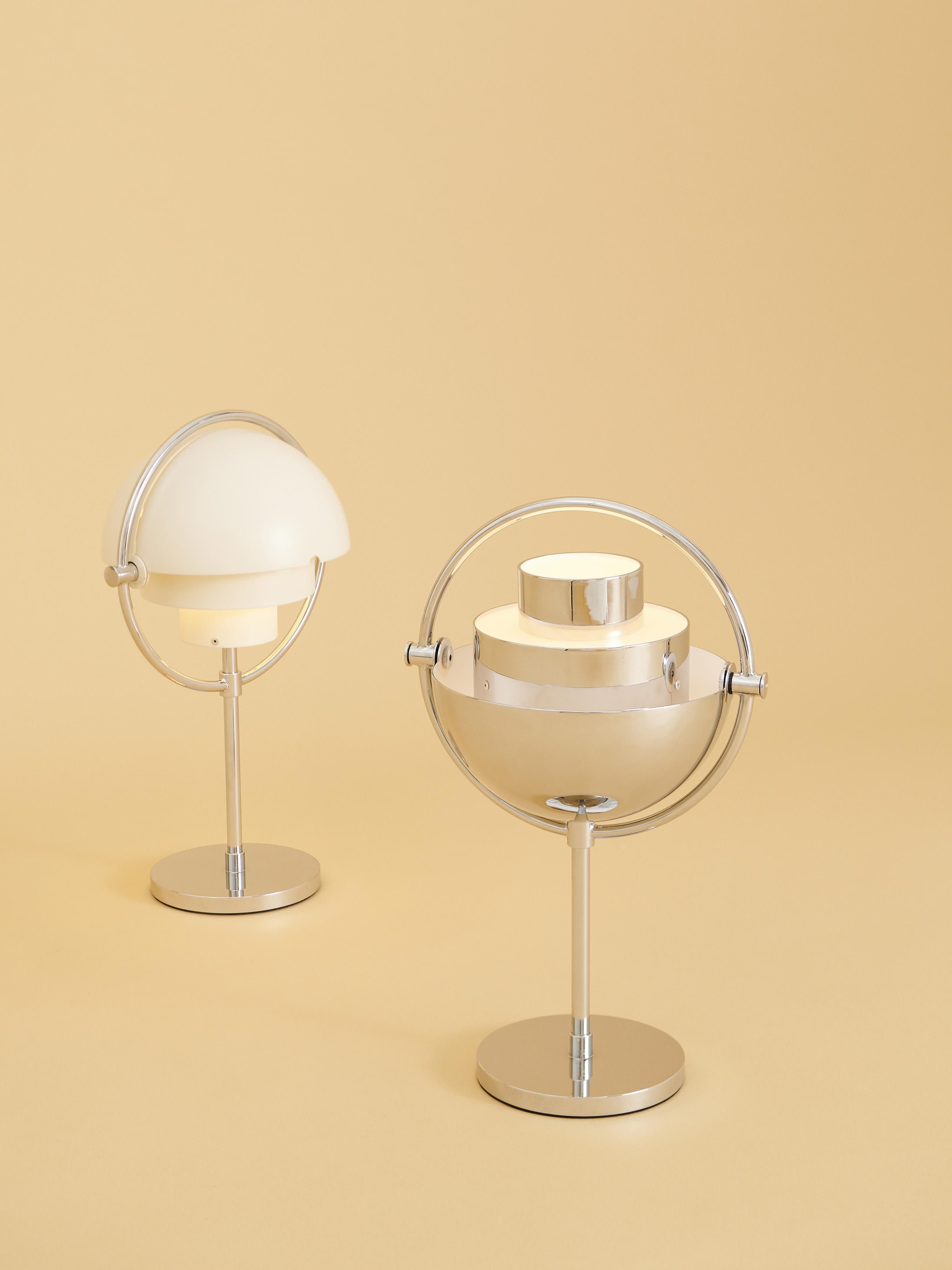 Lampe à poser mobile Egil, intensité ajustable - Blanc mat, argenté haute brillance