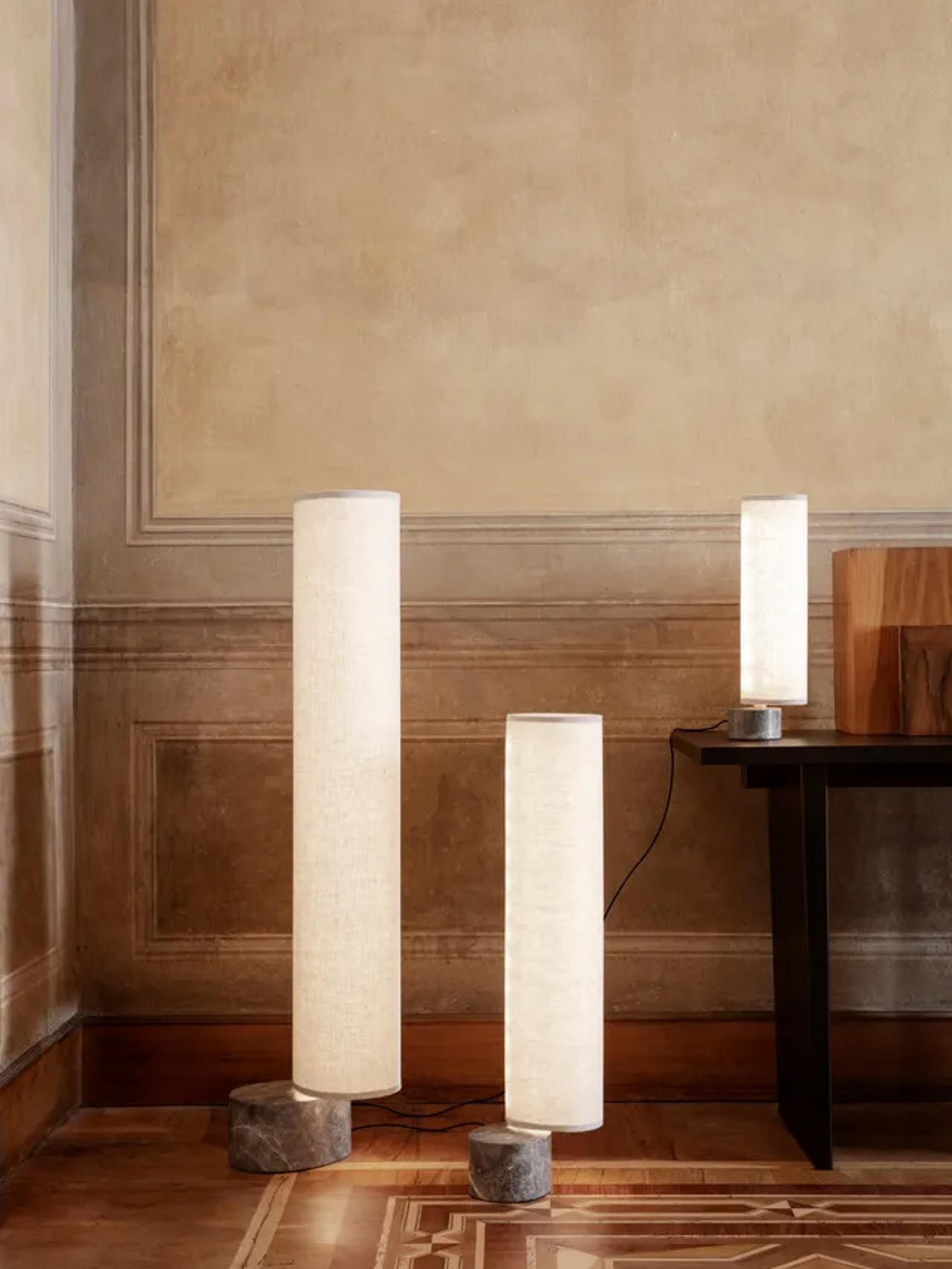 Lampadaire LED avec pied en marbre Grani - Blanc, gris foncé marbré