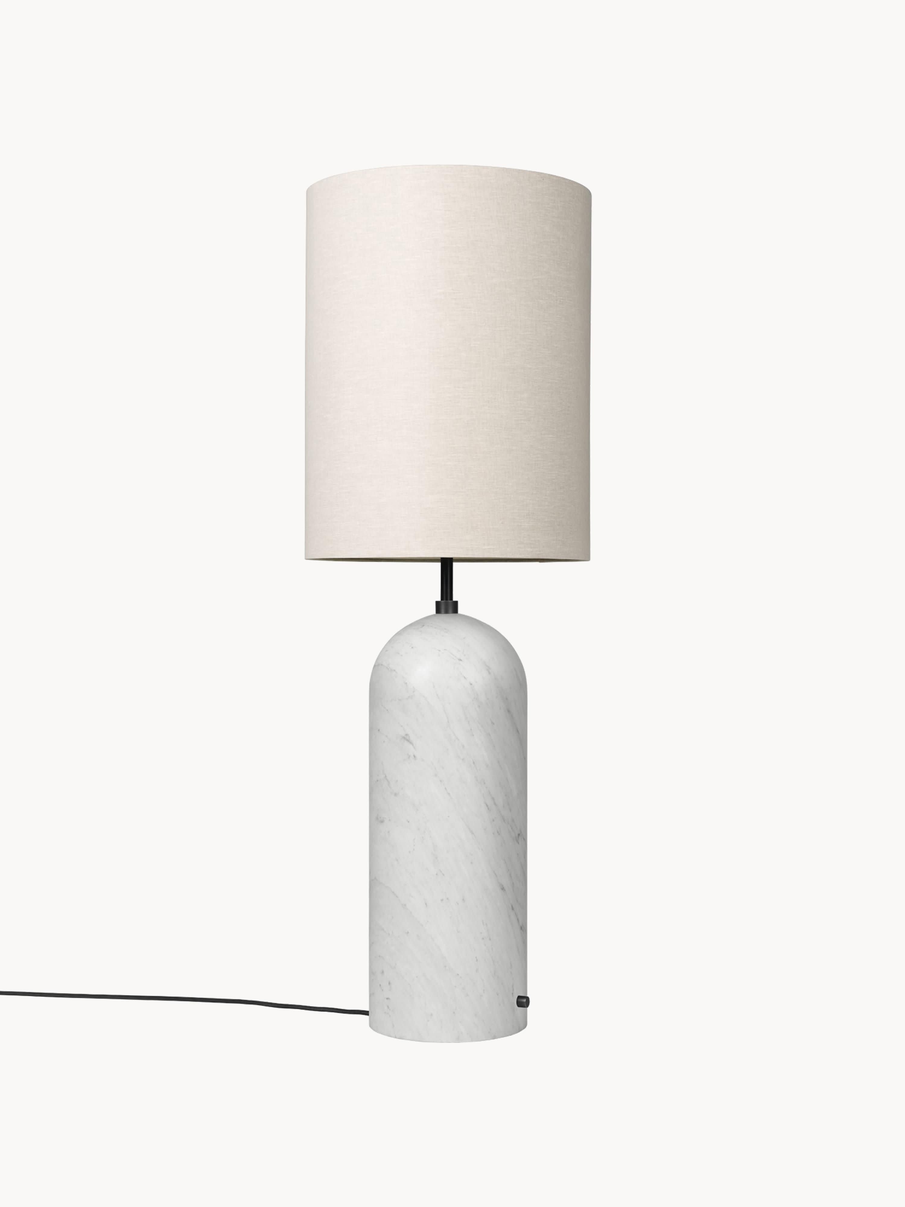Lampadaire avec pied en marbre Mori, haut. 130 cm - Beige clair, blanc marbré