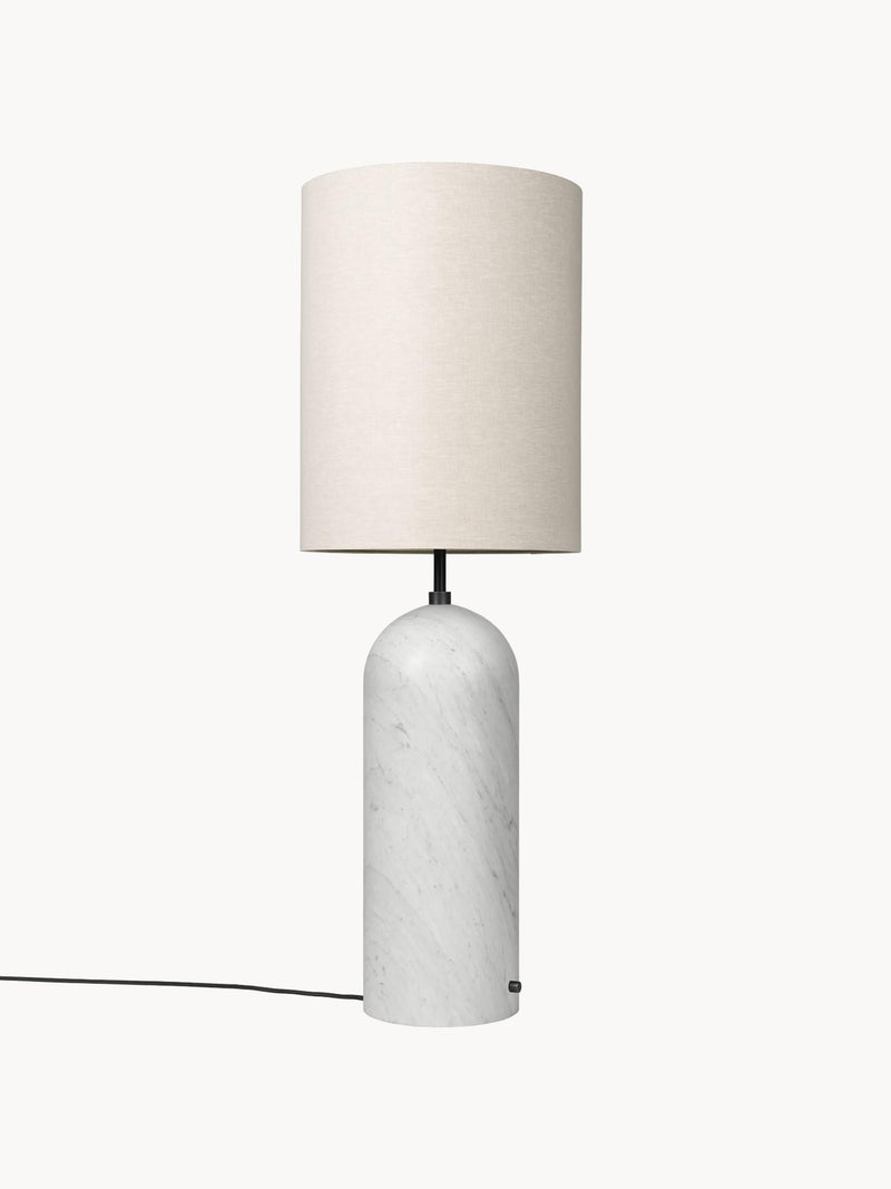 Lampadaire avec pied en marbre Mori, haut. 130 cm - Beige clair, blanc marbré