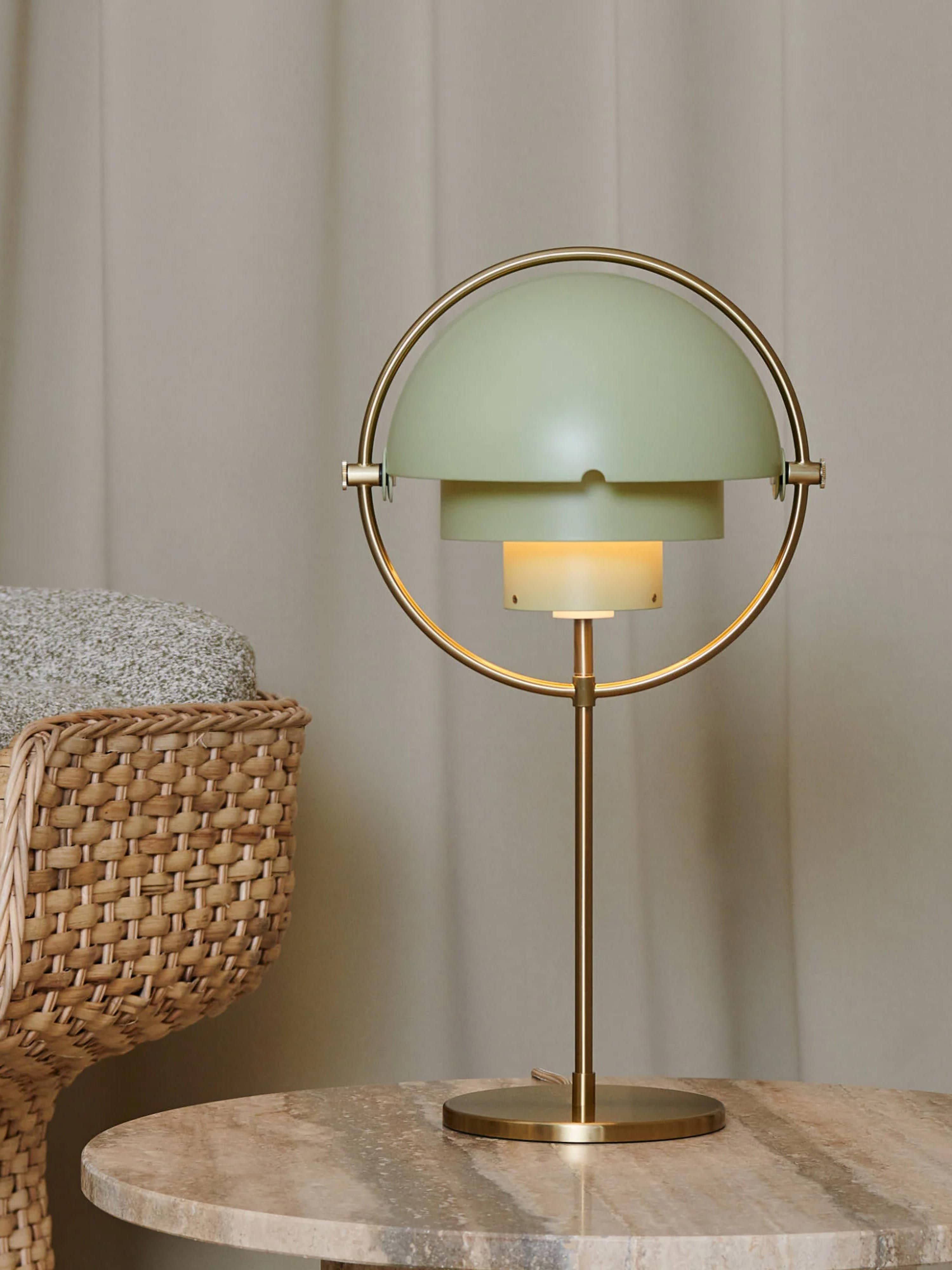 Grande lampe à poser orientable Egil - Vert clair mat, doré mat