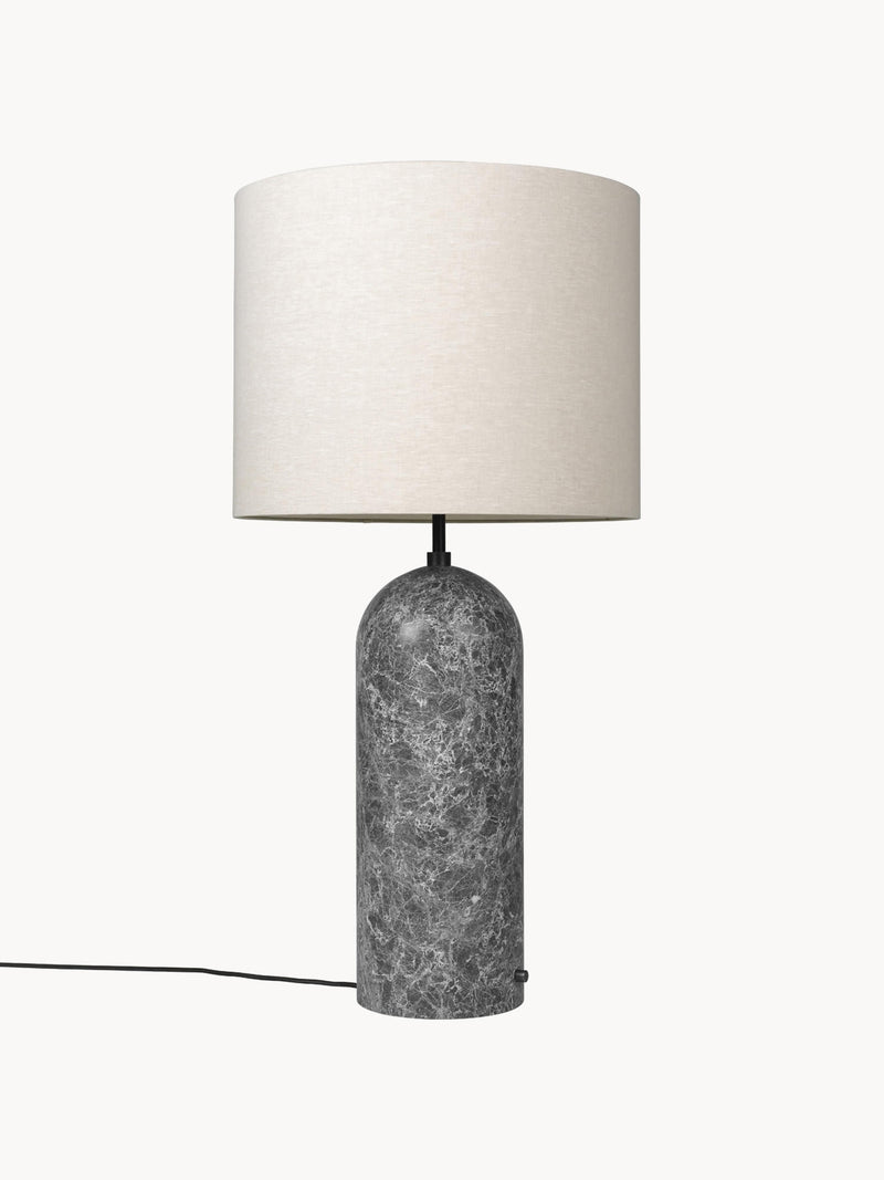 Lampadaire avec pied en marbre Mori, intensité ajustable - Beige clair, gris foncé marbré