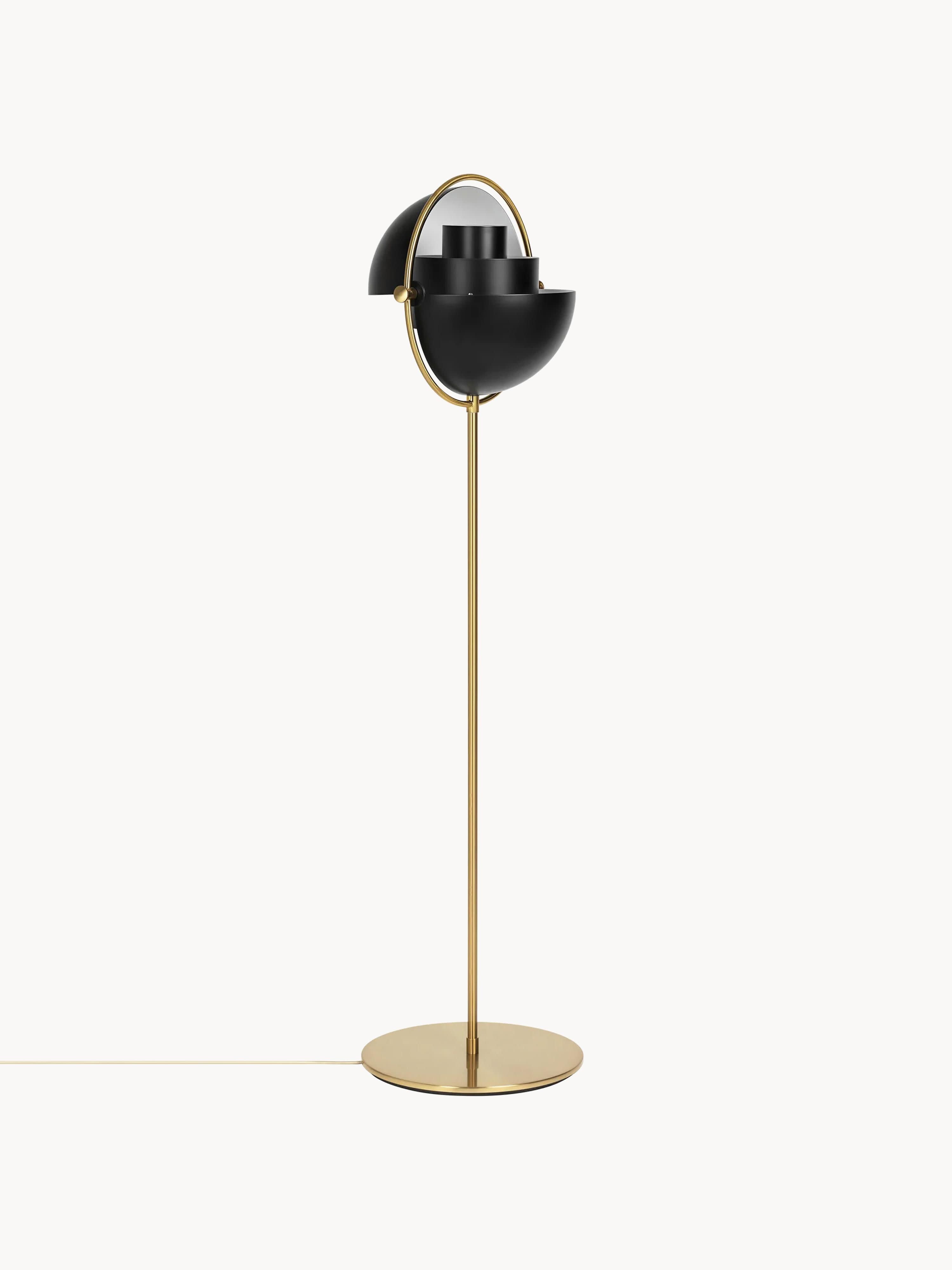 Lampadaire orientable Egil - Noir mat, doré haute brillance