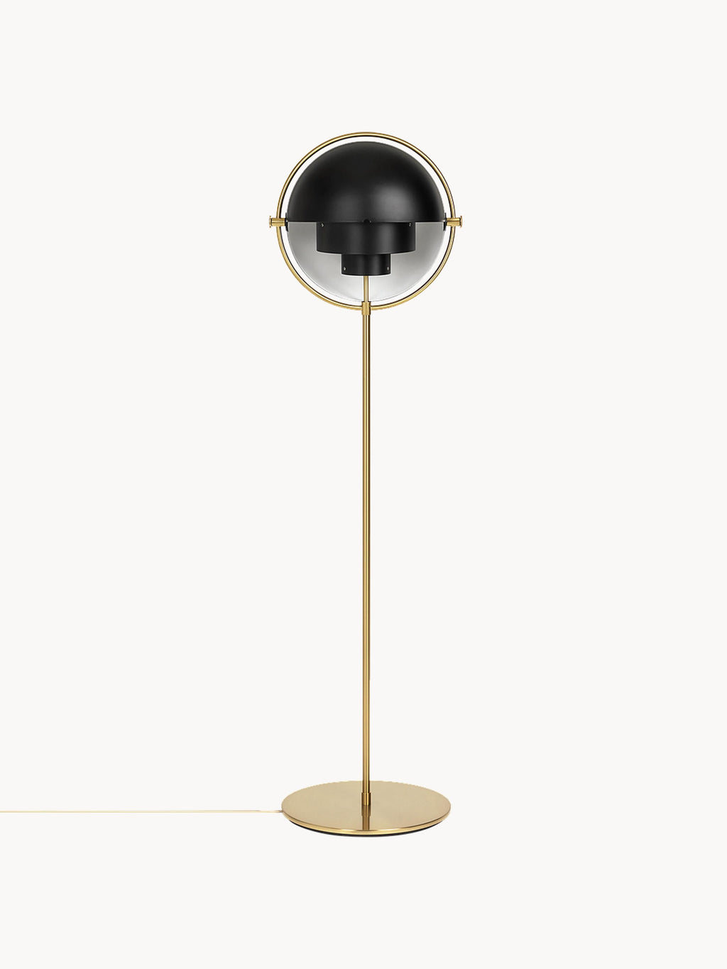 Lampadaire orientable Egil - Noir mat, doré haute brillance