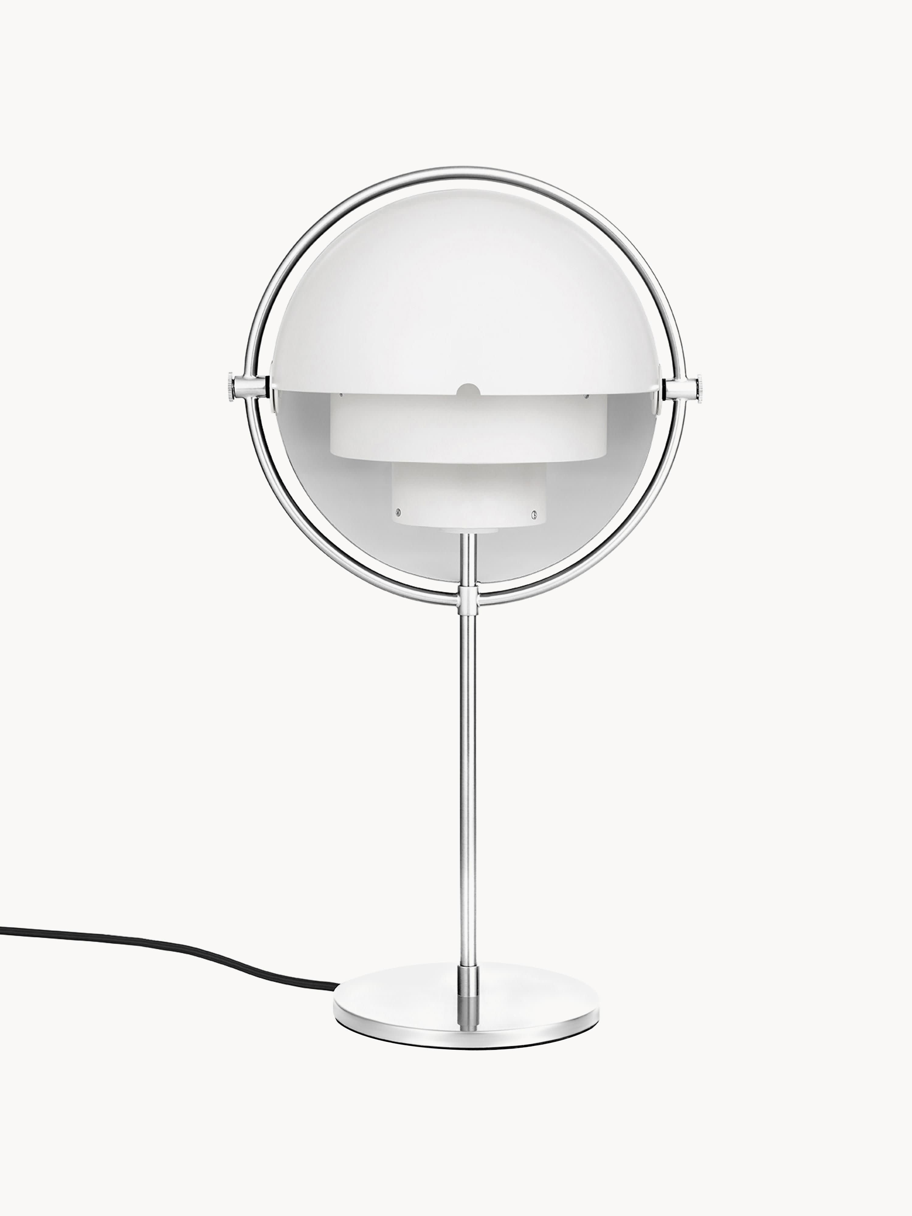 Grande lampe à poser orientable Egil - Blanc mat, argenté haute brillance