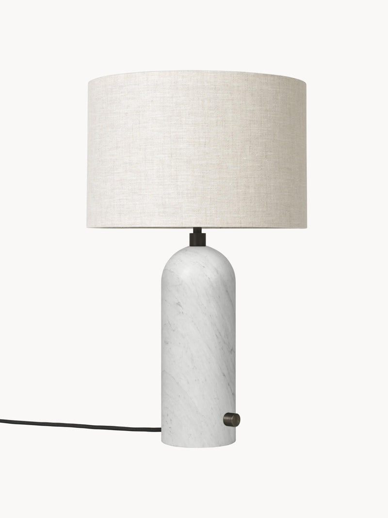 Grande lampe à poser avec pied en marbre Mori - Beige clair, blanc marbré